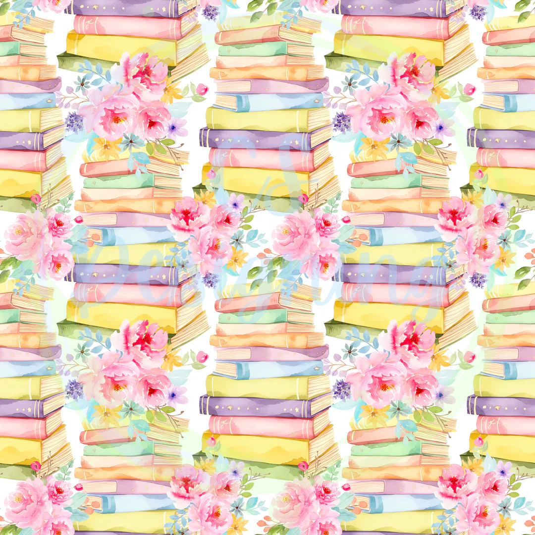 Floral Books Fabric Bow