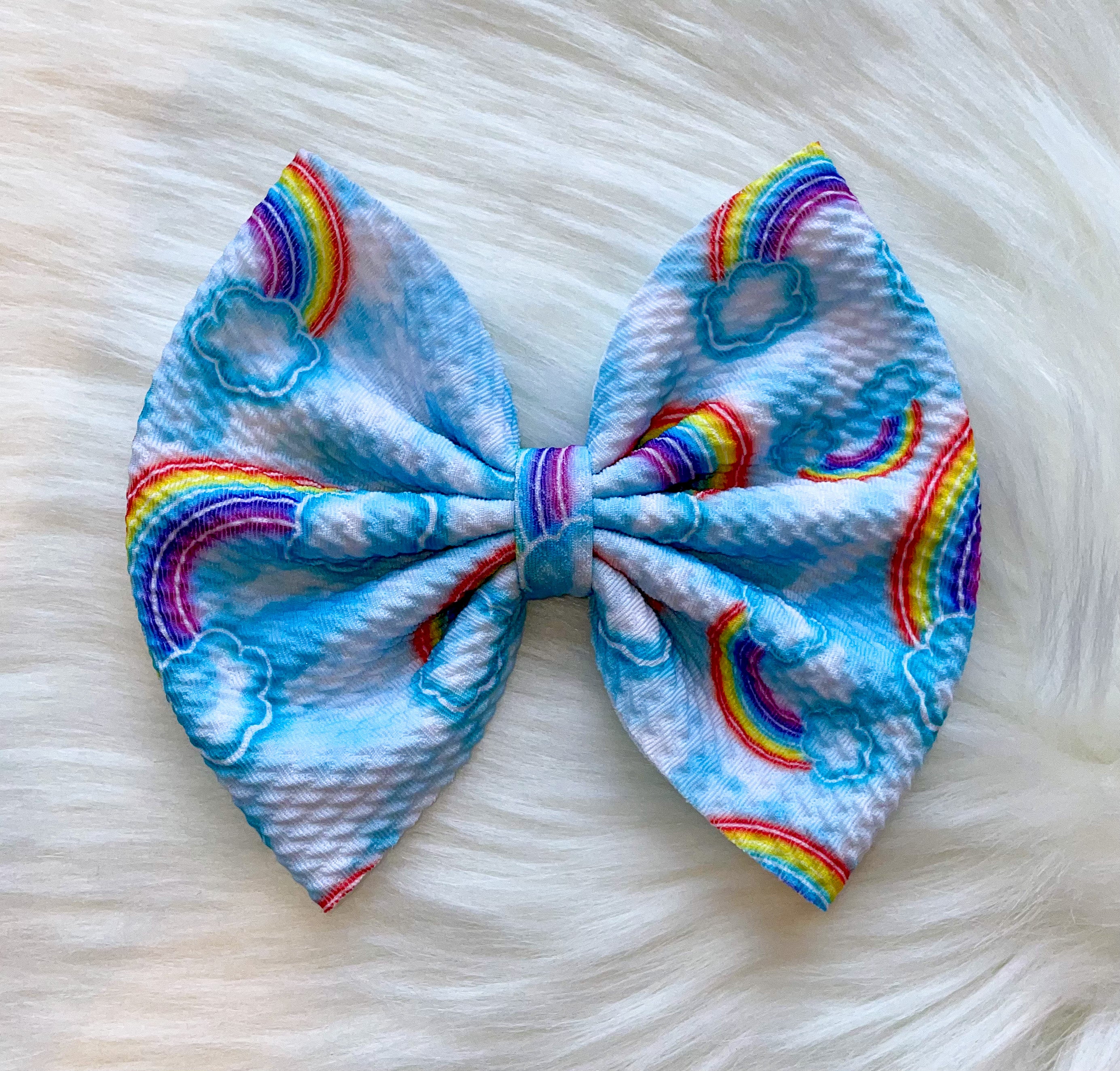 Rainbows in the Clouds Fabric Bow