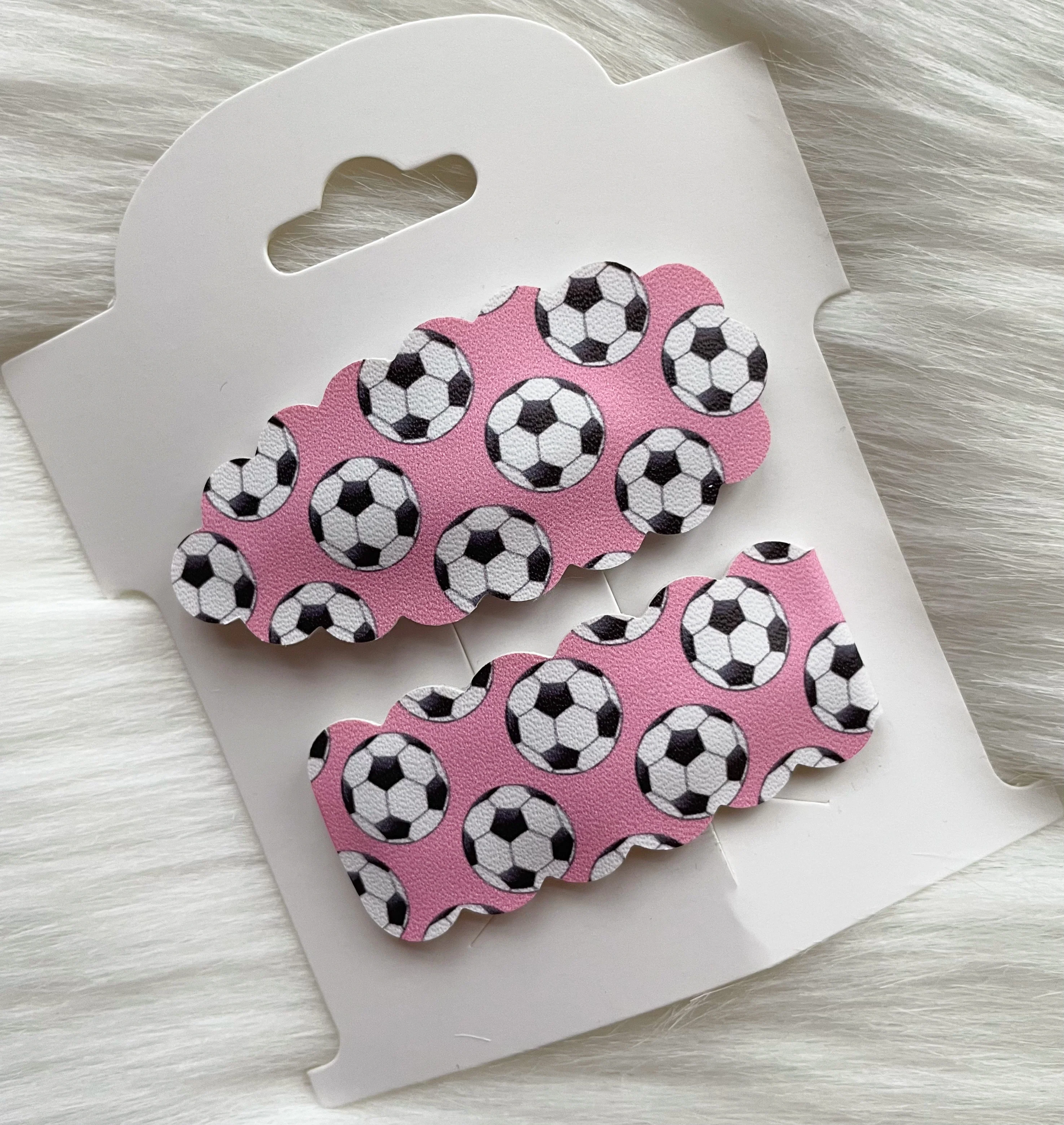 Pink & Black Soccer Snap Clips