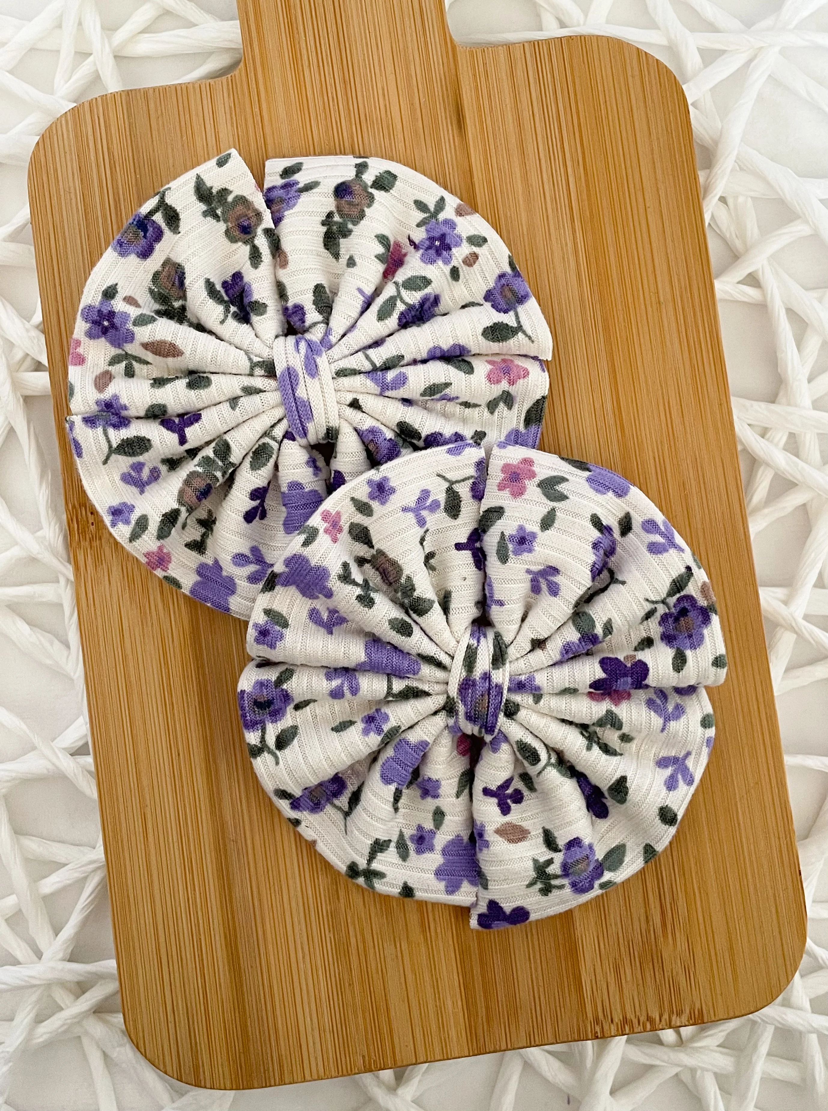 Lilac Floral Ribbed Fabric