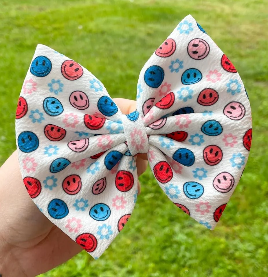 RWB Smilies Fabric Bow