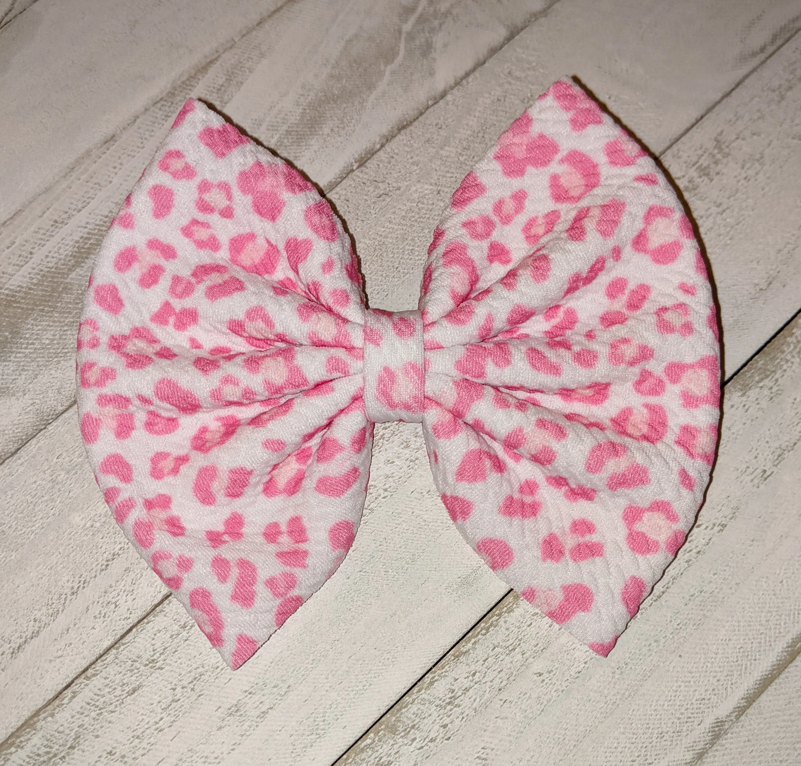 Pink Leopard Fabric Bow