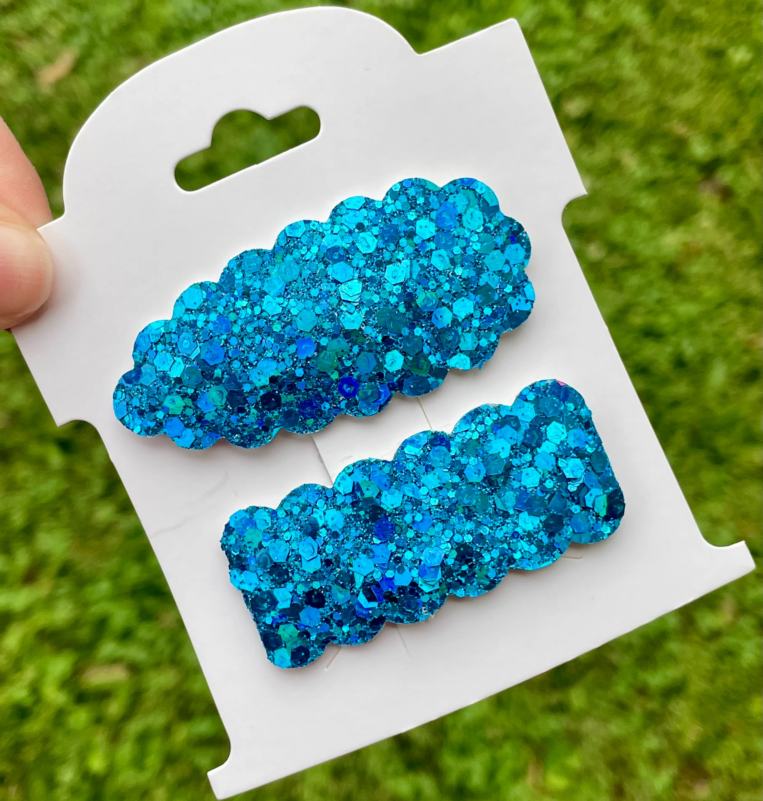 Turquoise Glam Holo Glitter Snap Clip