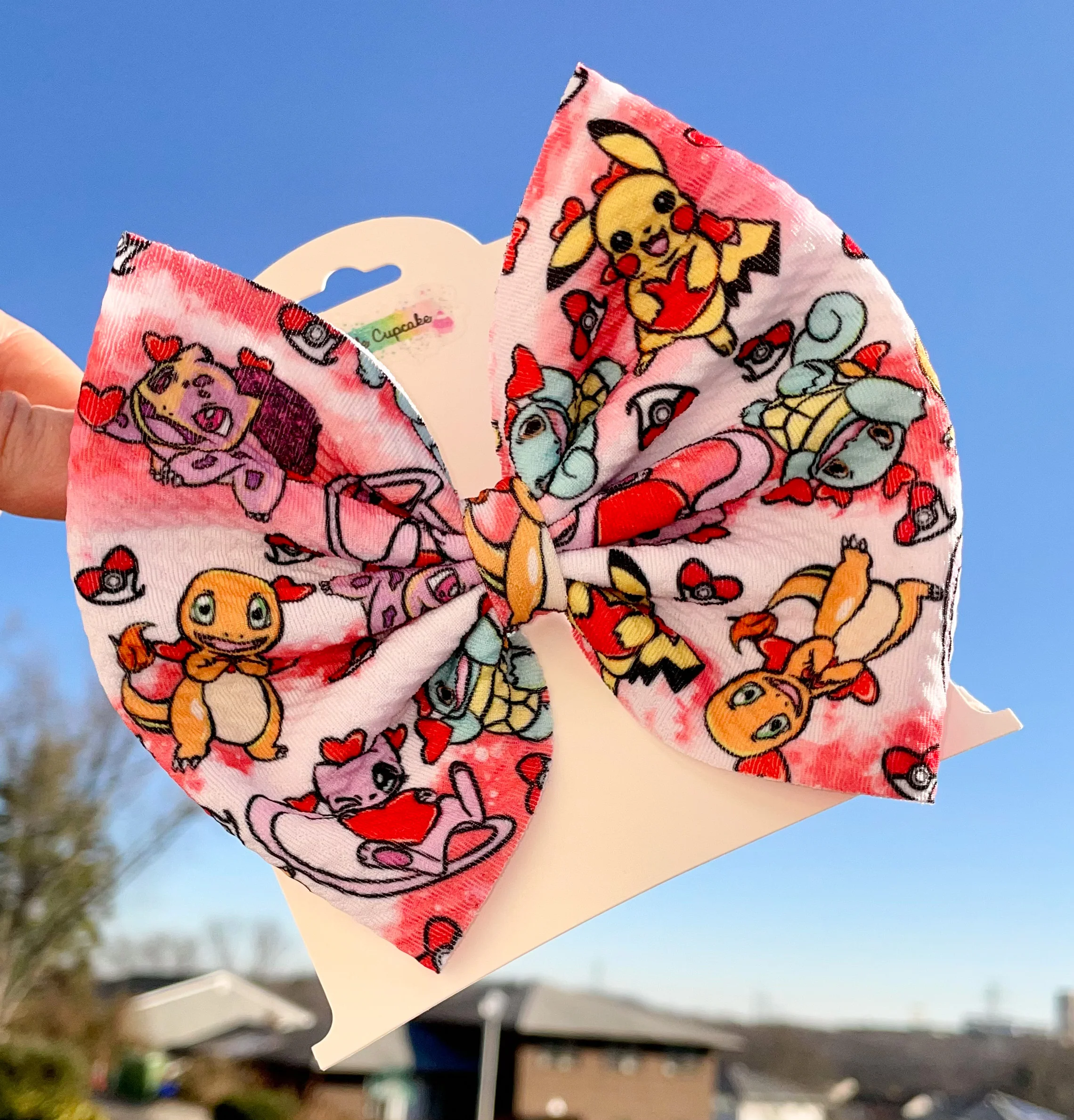 Poke Love Watercolor Fabric Bow