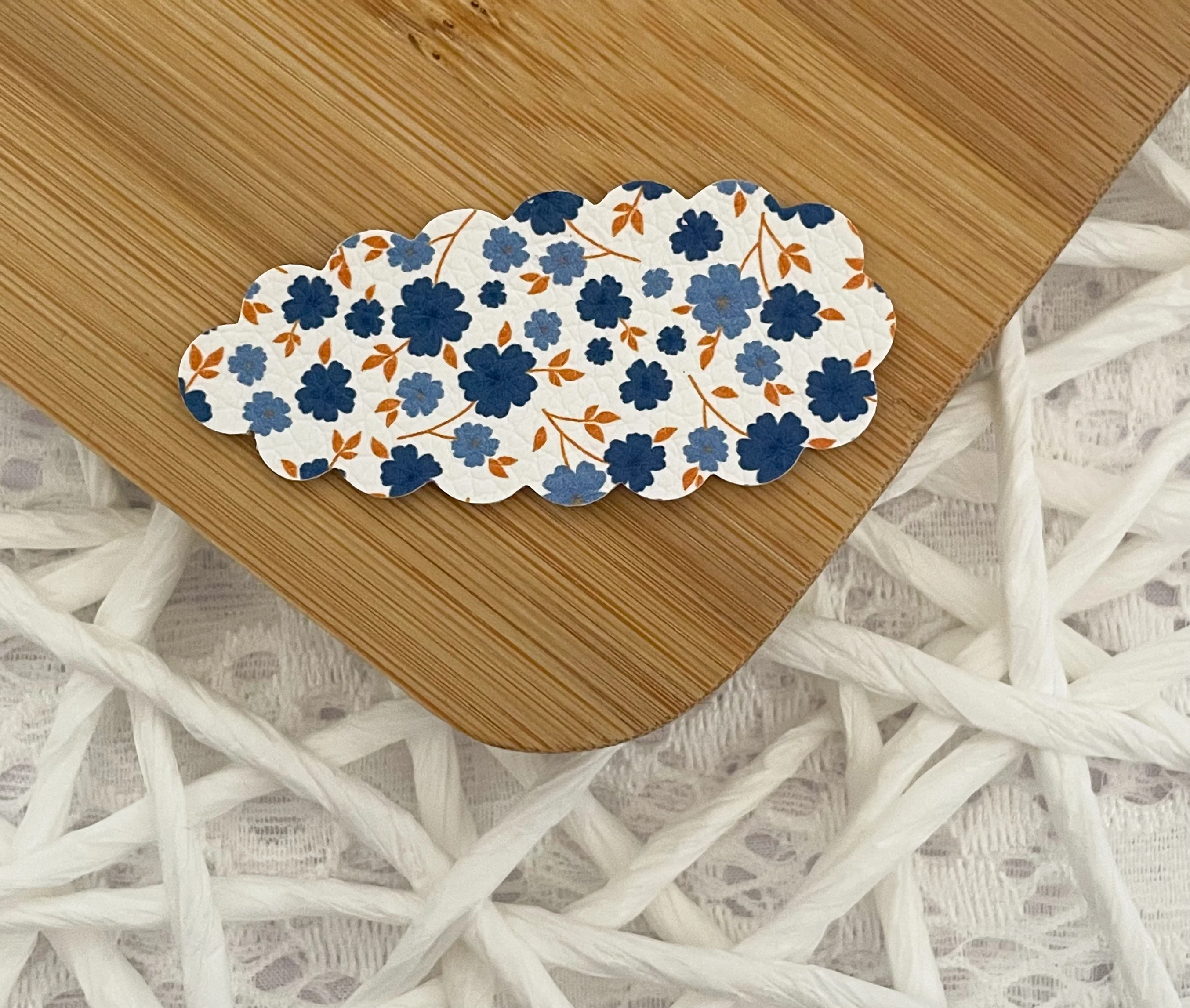 Blue & Gold Floral Snap Clip