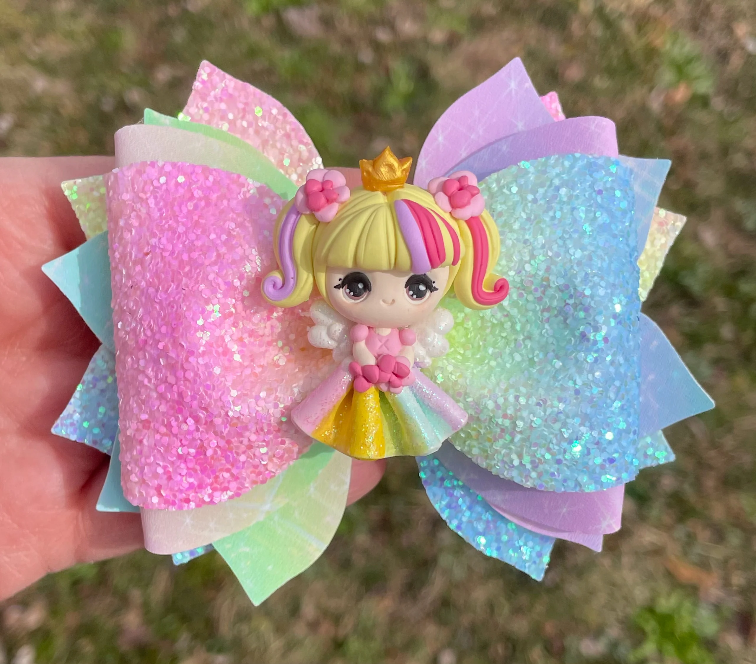 Rainbow Fairy Clay Bow