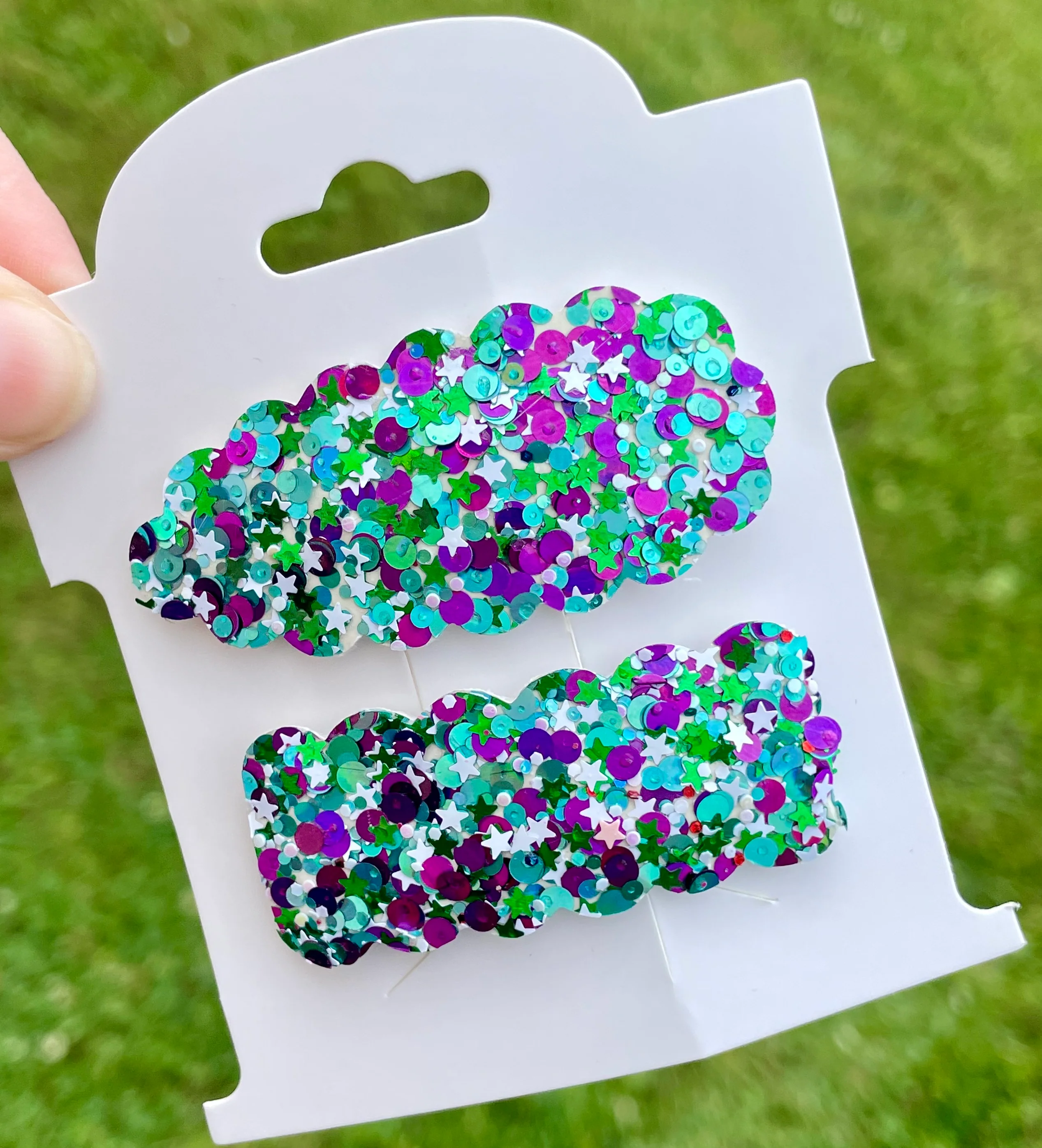 Purple & Teal Glitter Snap Clips