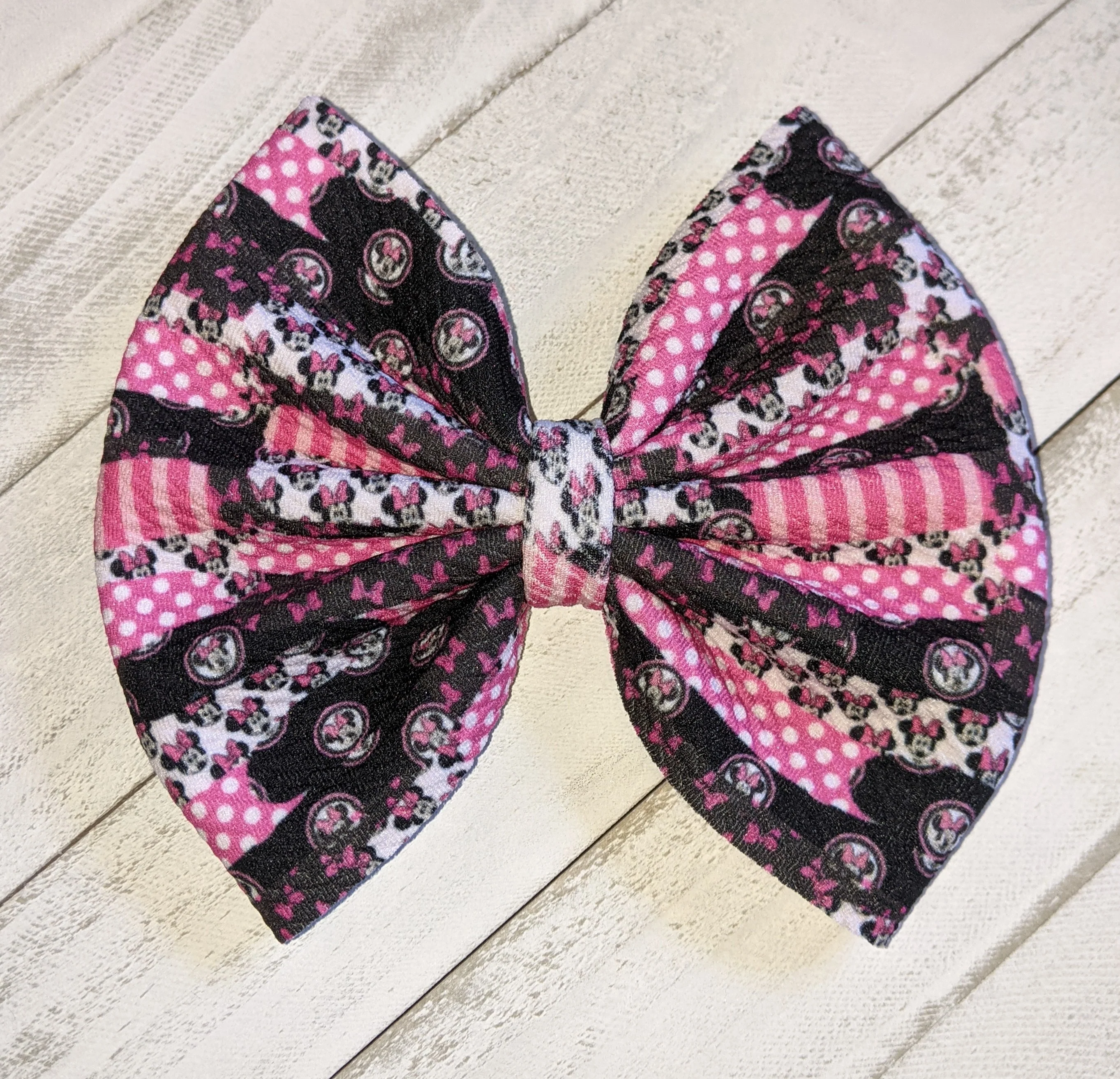 Hot Pink Mouse Girl Brushstrokes Fabric Bow
