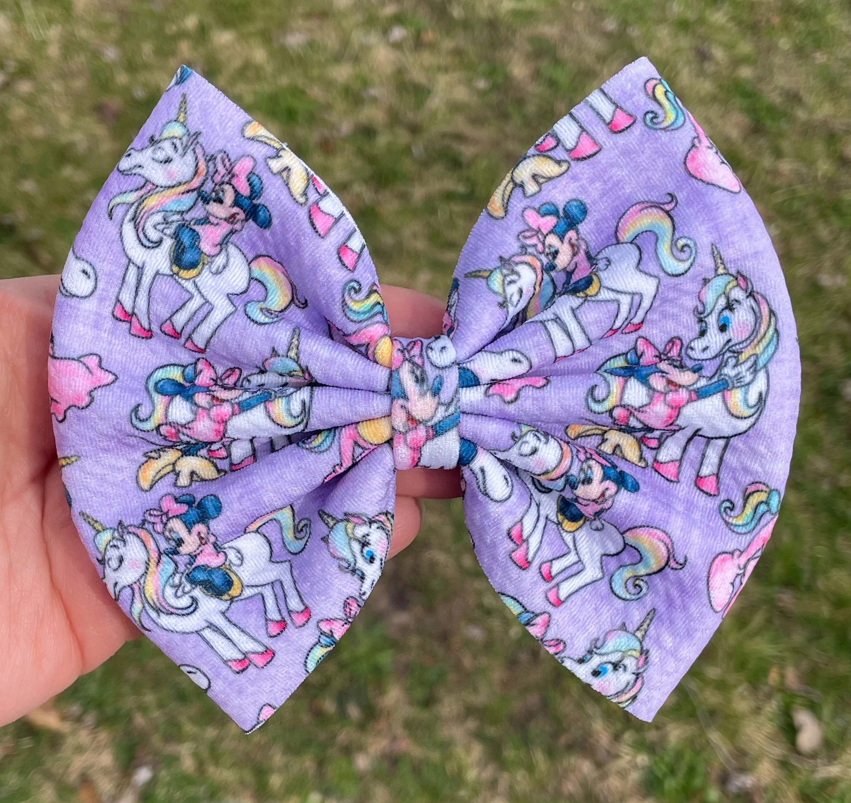 Minnie Unicorn Purple Fabric Bow