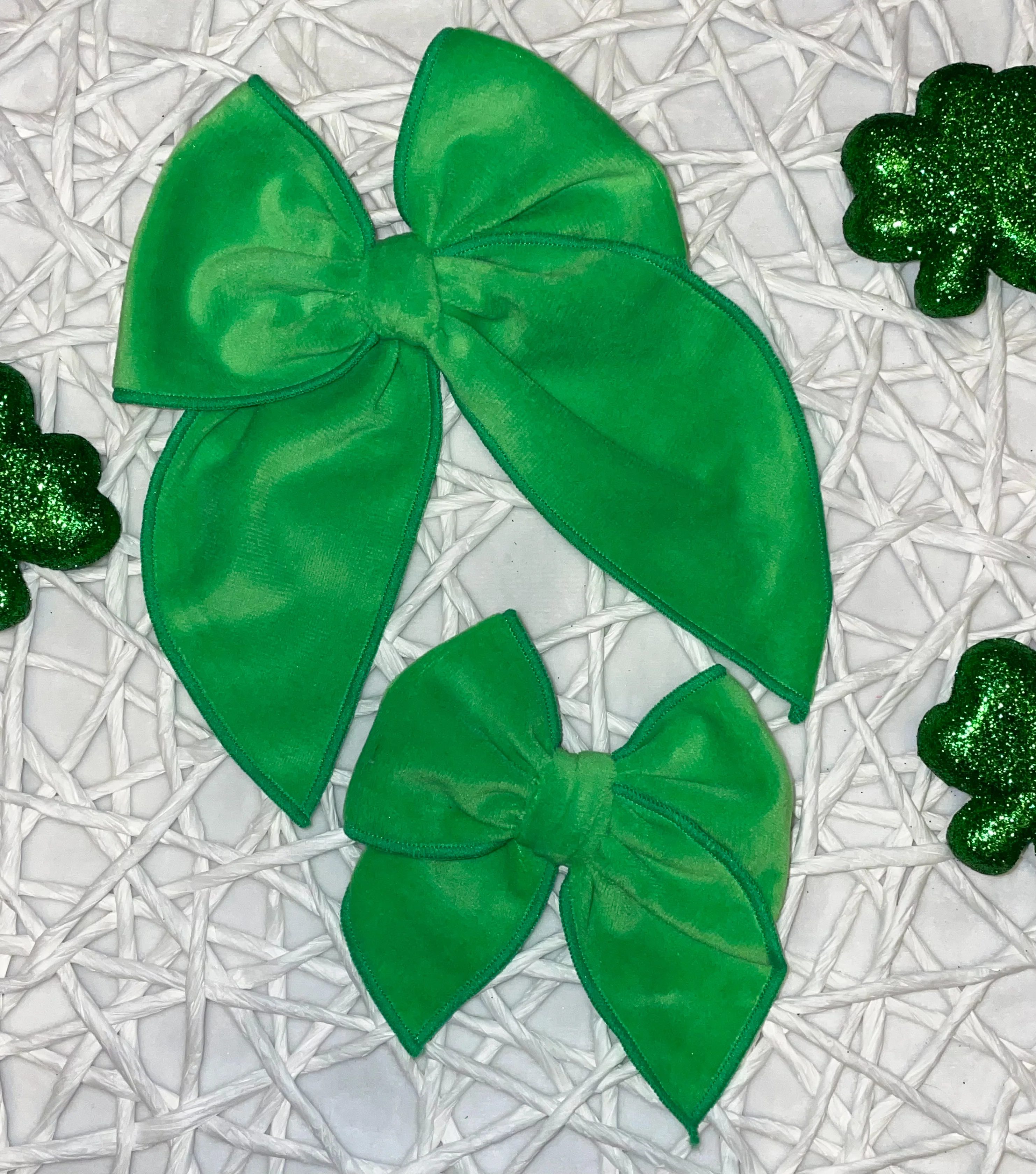 Solid Green Velvet Serged