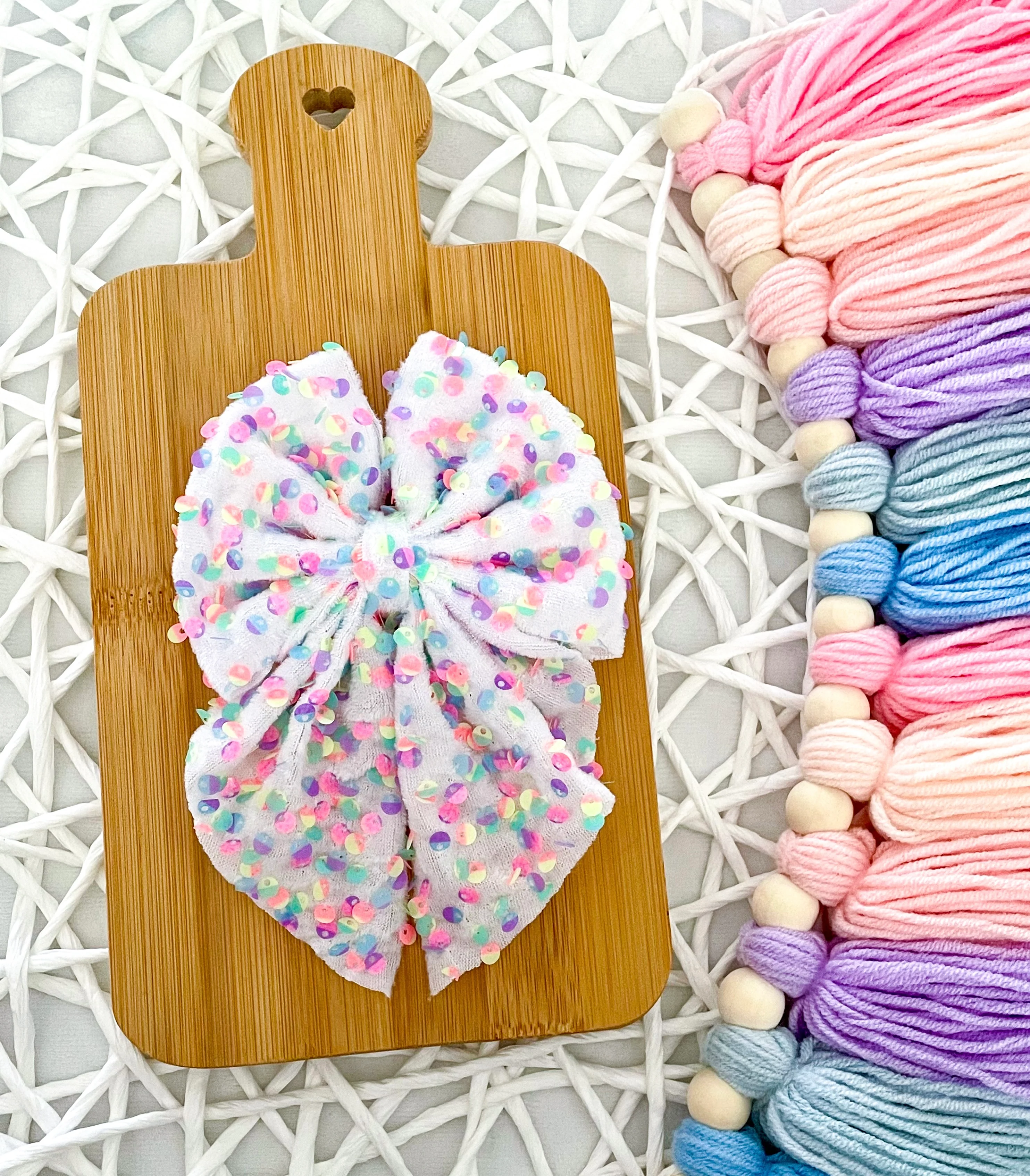 Pastel Princess Sequins Fabric Bows