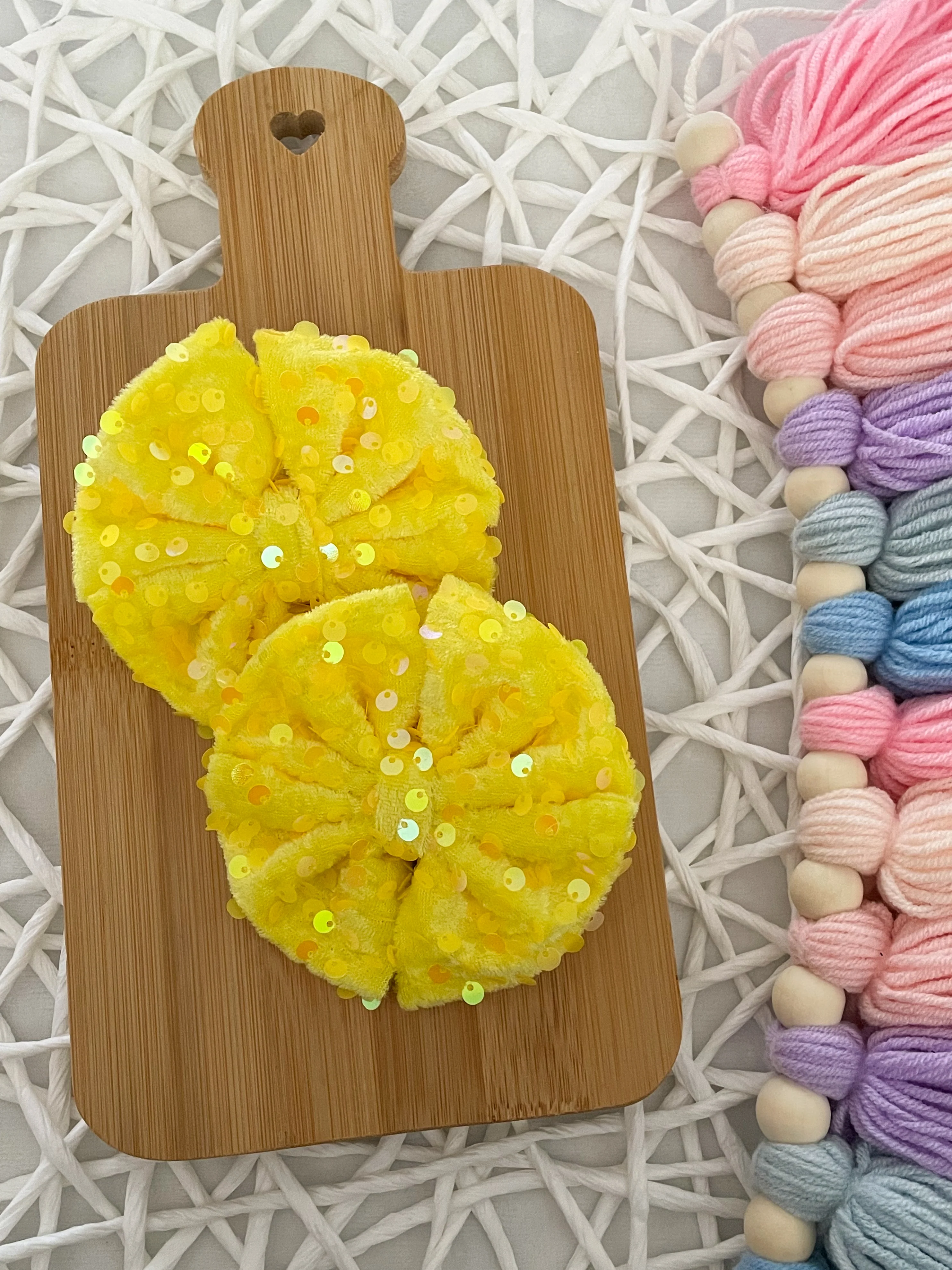 Yellow Sequins Fabric Bows