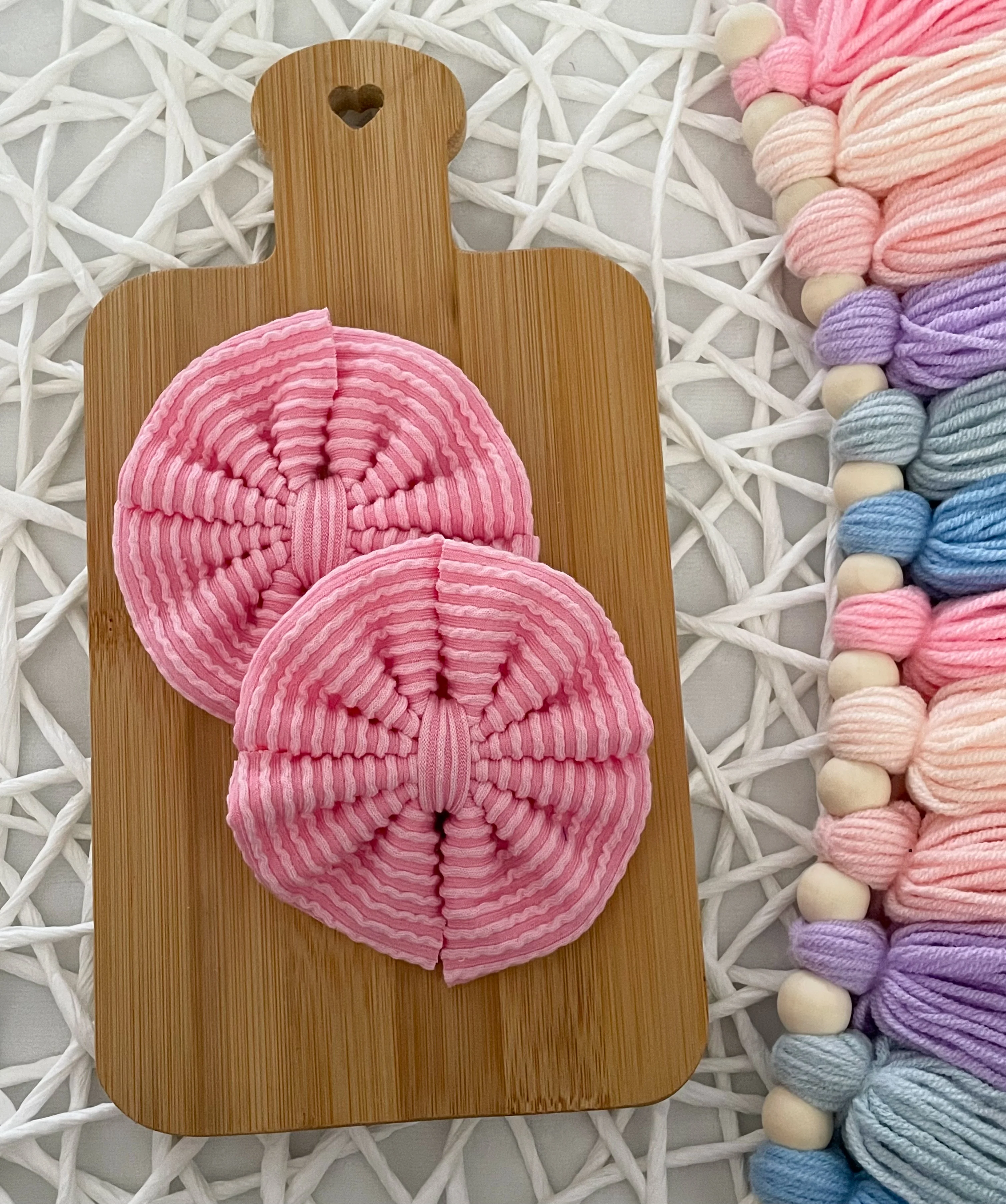 Pink Waved Fabric Bow