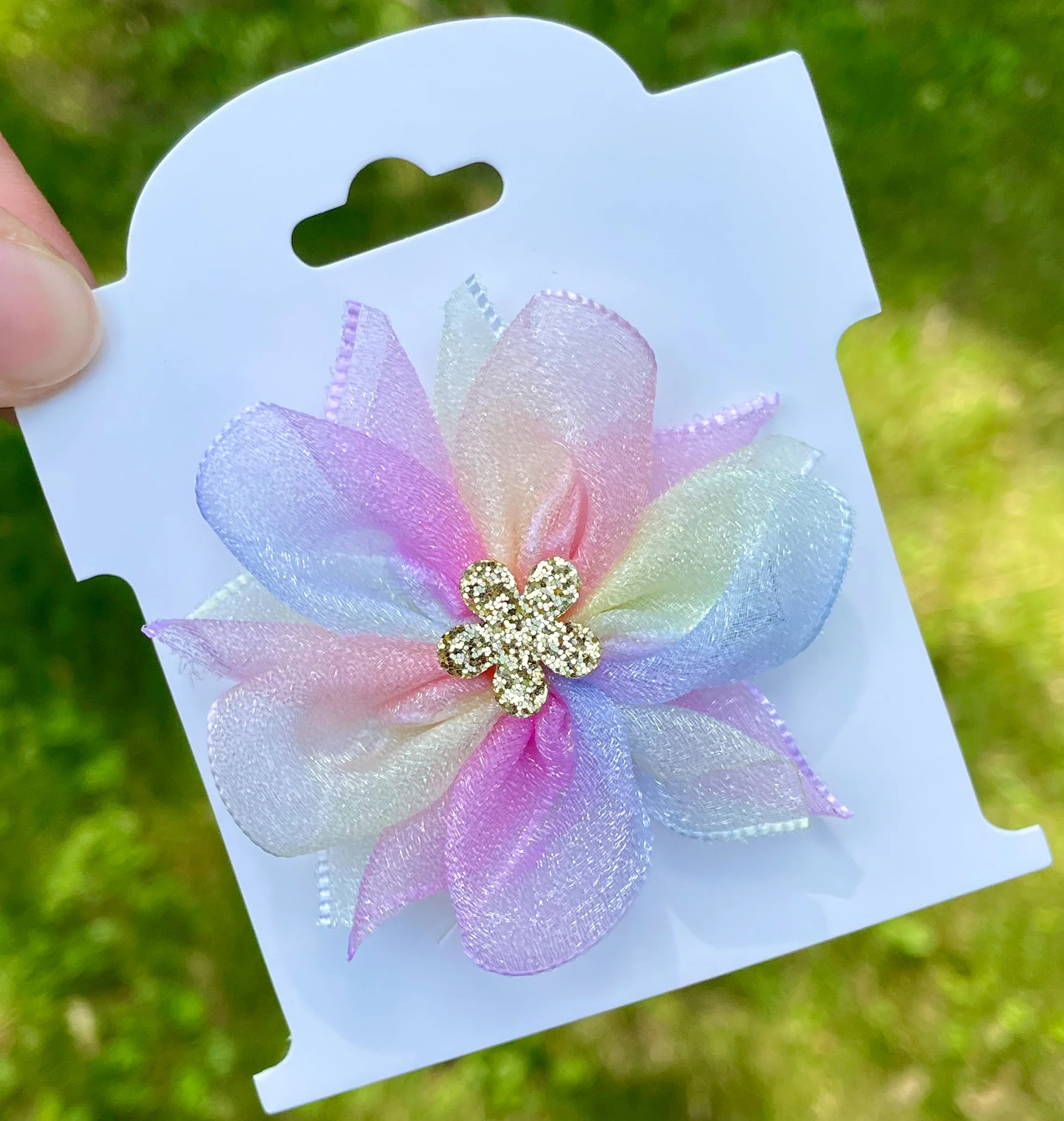 Light Pastel Tulle Flower Clip