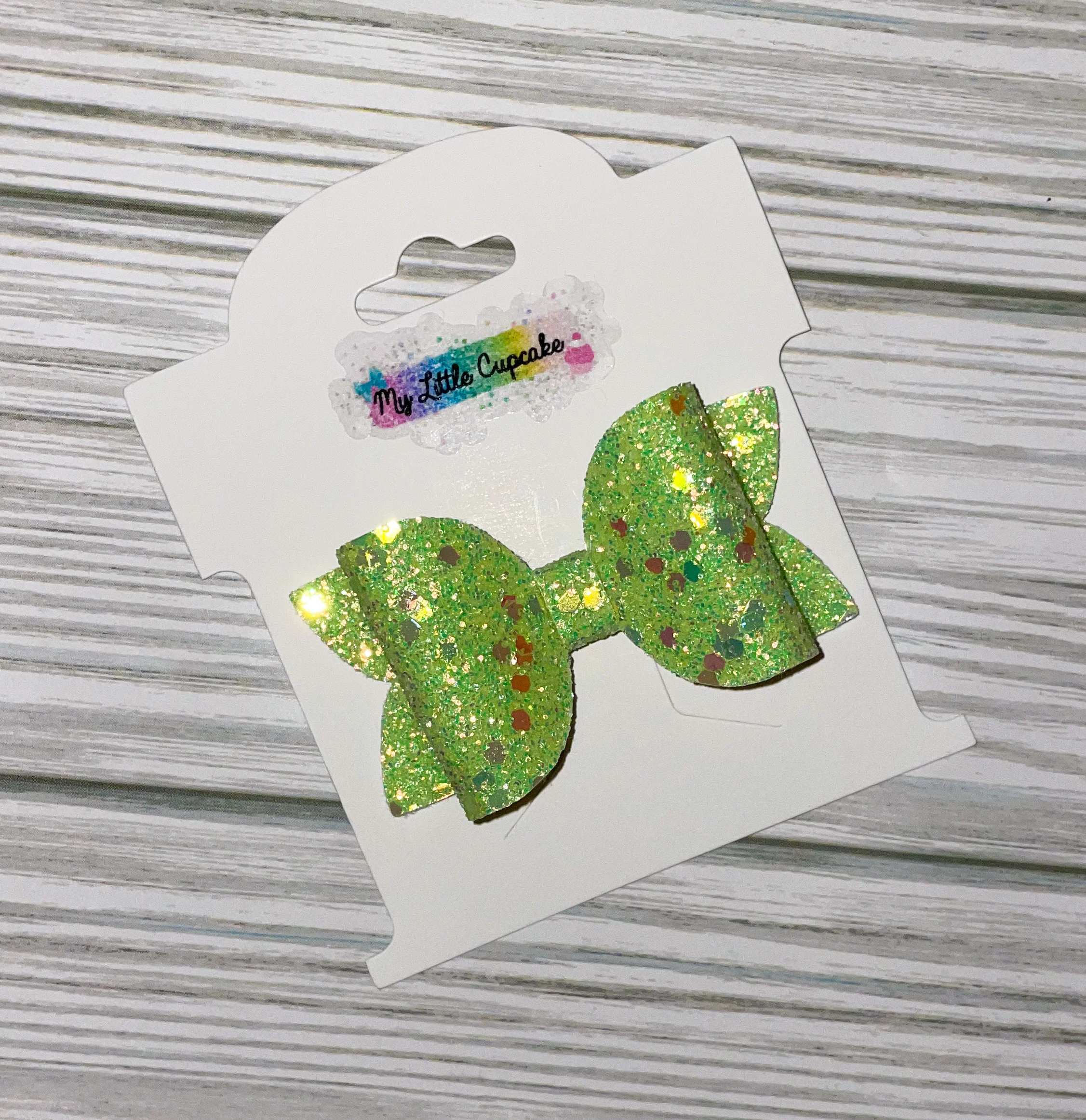Lime Green Slushee Glitter 2.5in Beauty Bow