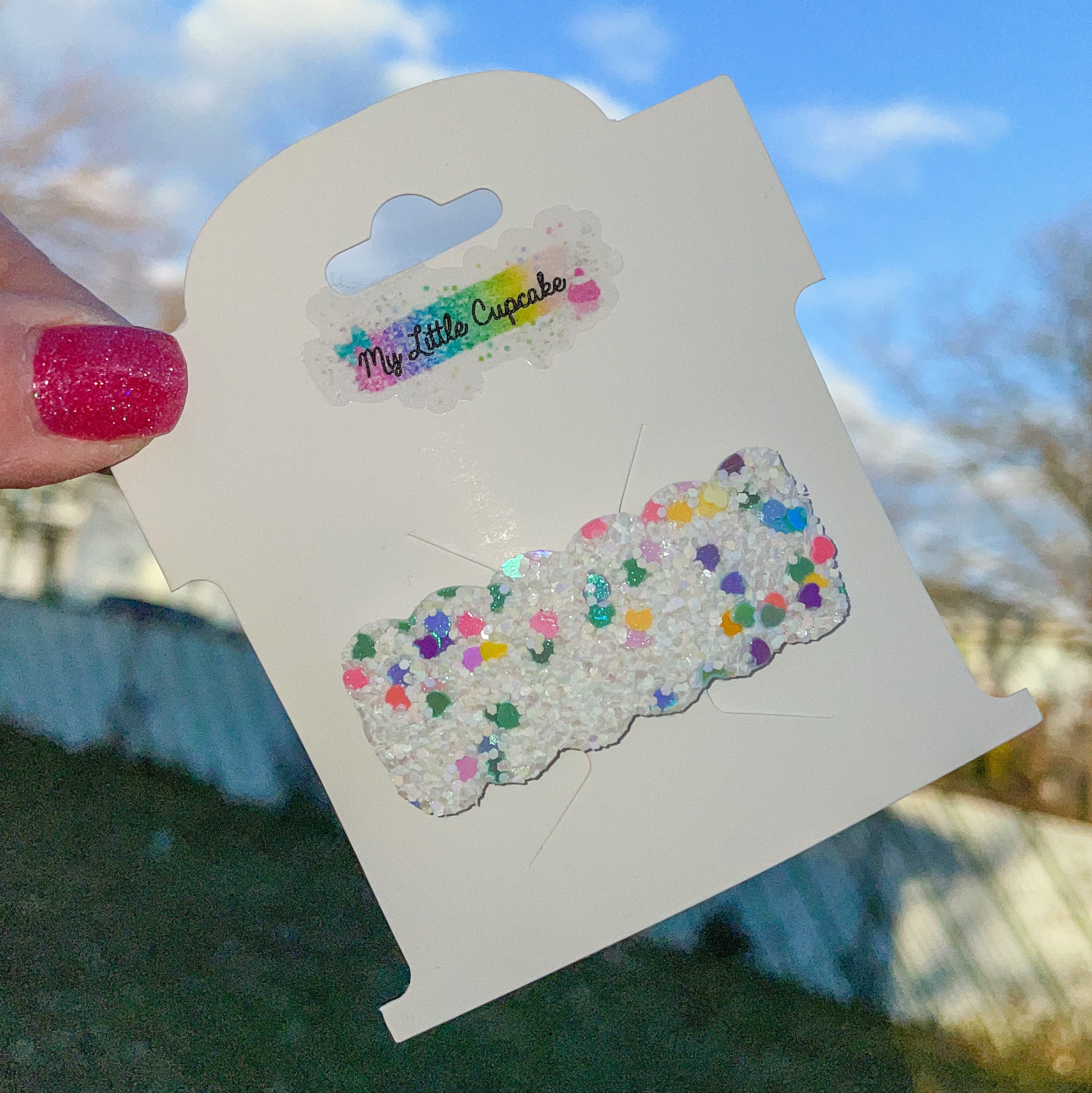 Candy Hearts Glitter Snap Clip