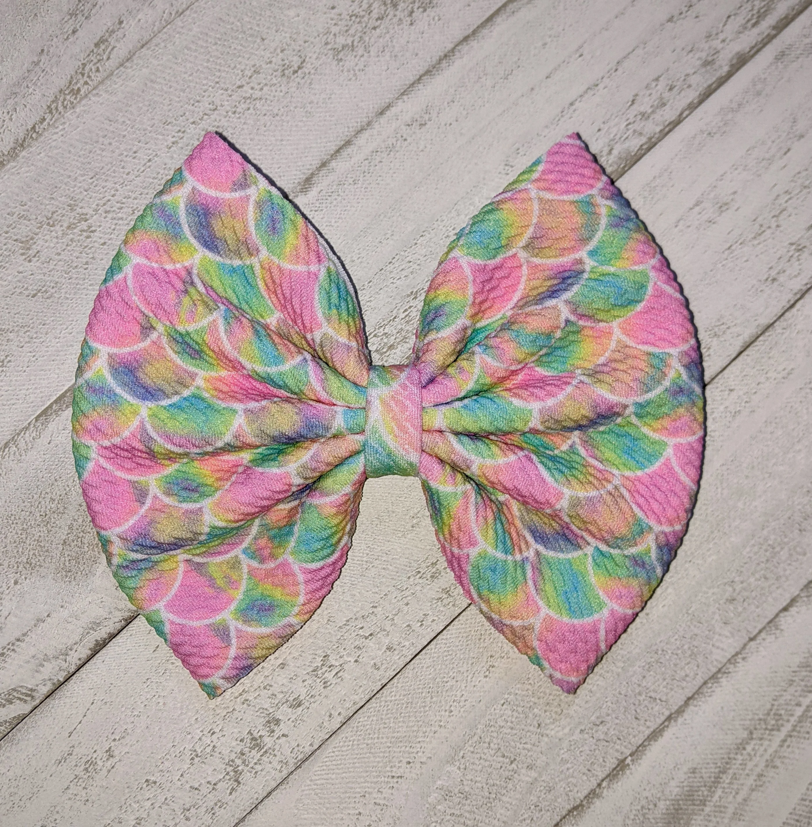 Pastel Mermaid Scales Fabric Bow