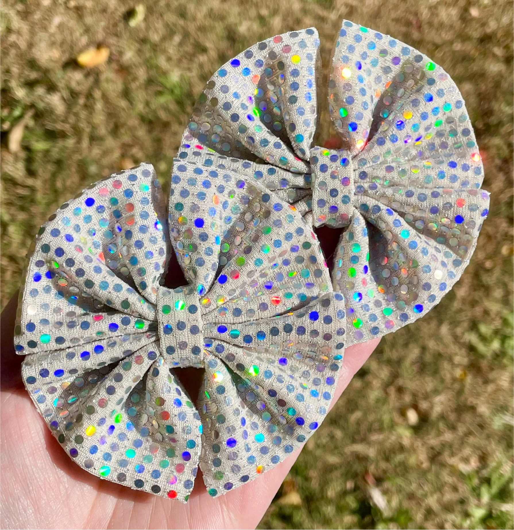 Champagne Holo Dots Messy Bows