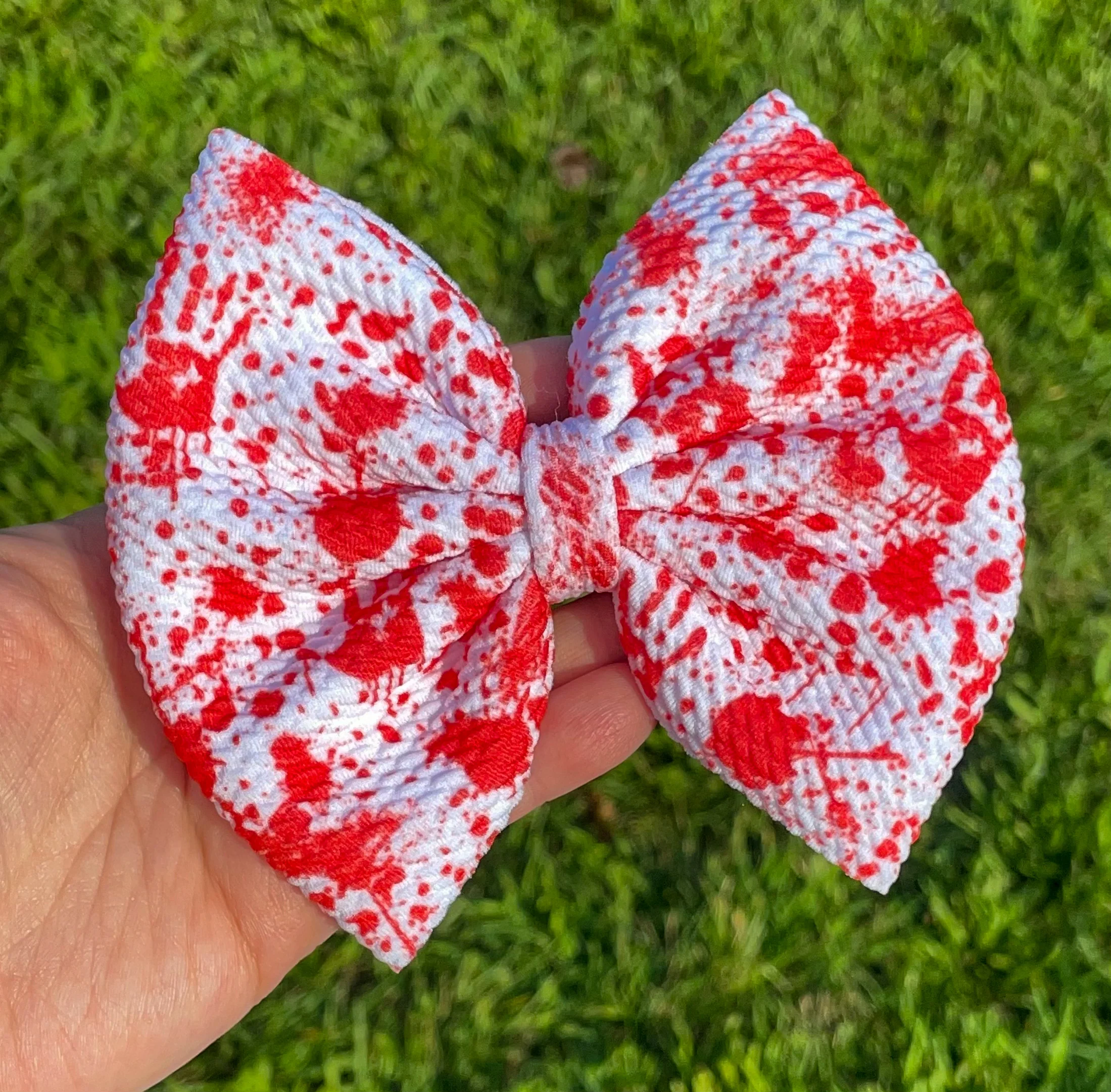 Bloody Handprints Fabric Bow