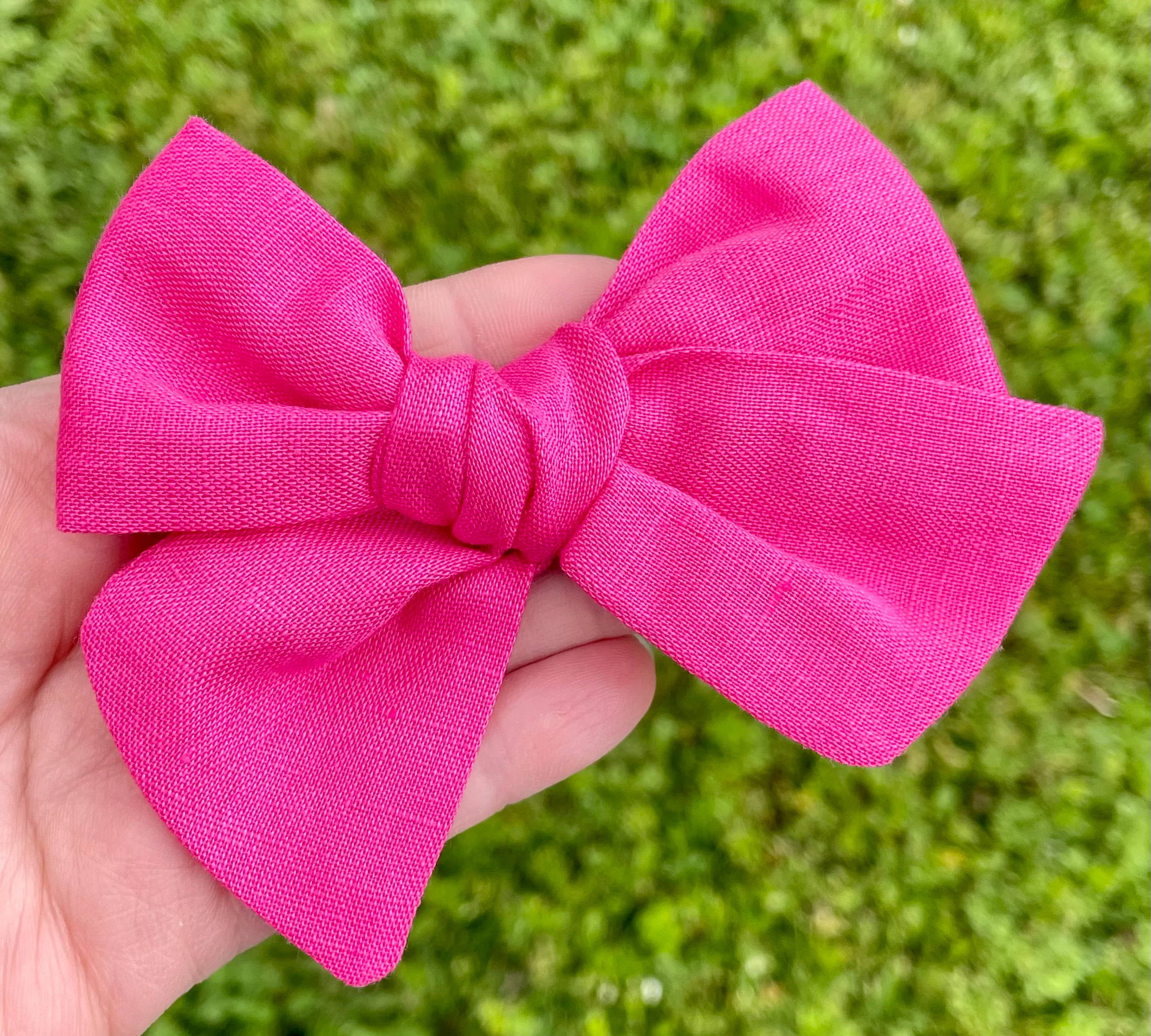 Hot Pink Linen 5in Hand Tied