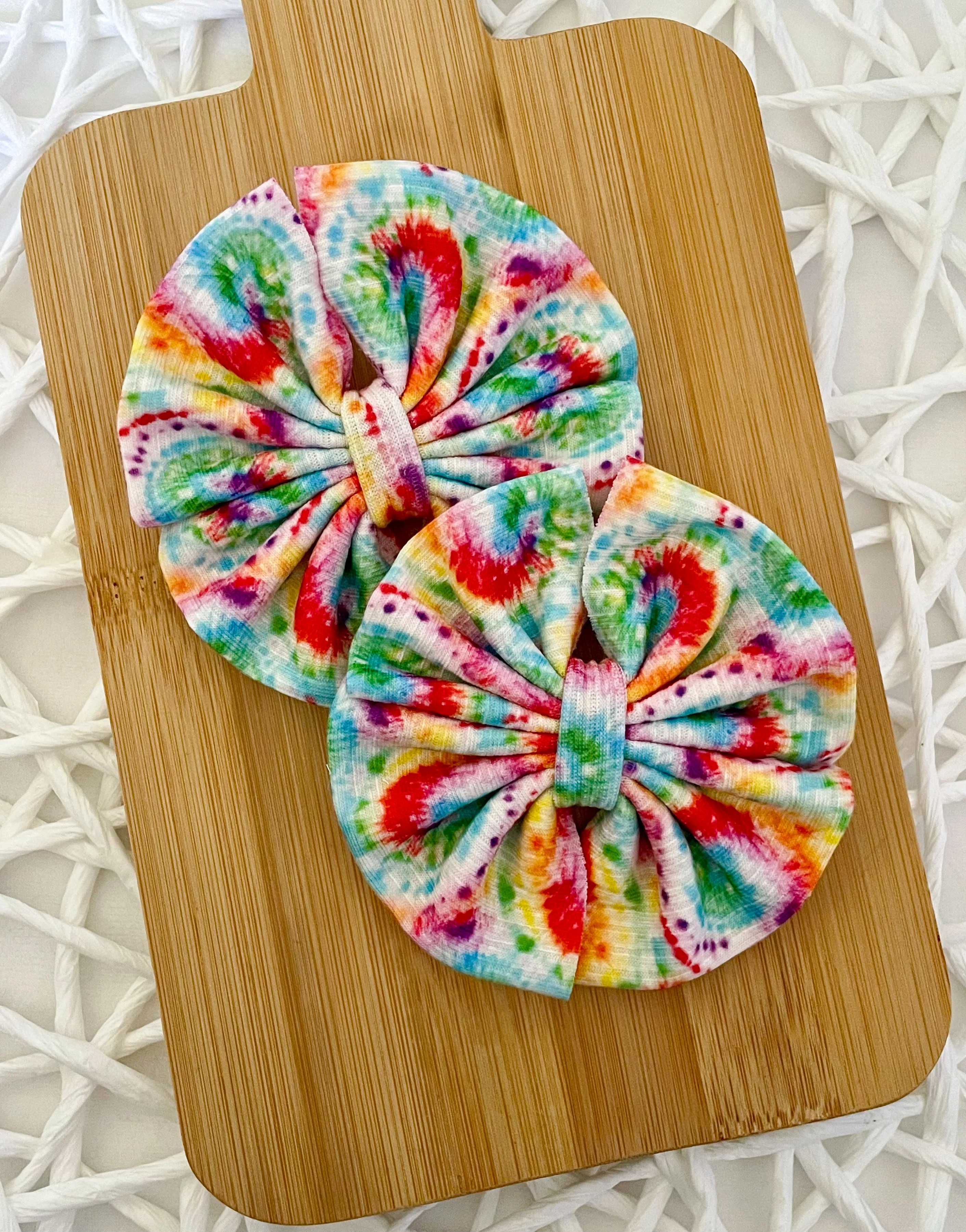 Rainbow Tie Dye Fabric Bows