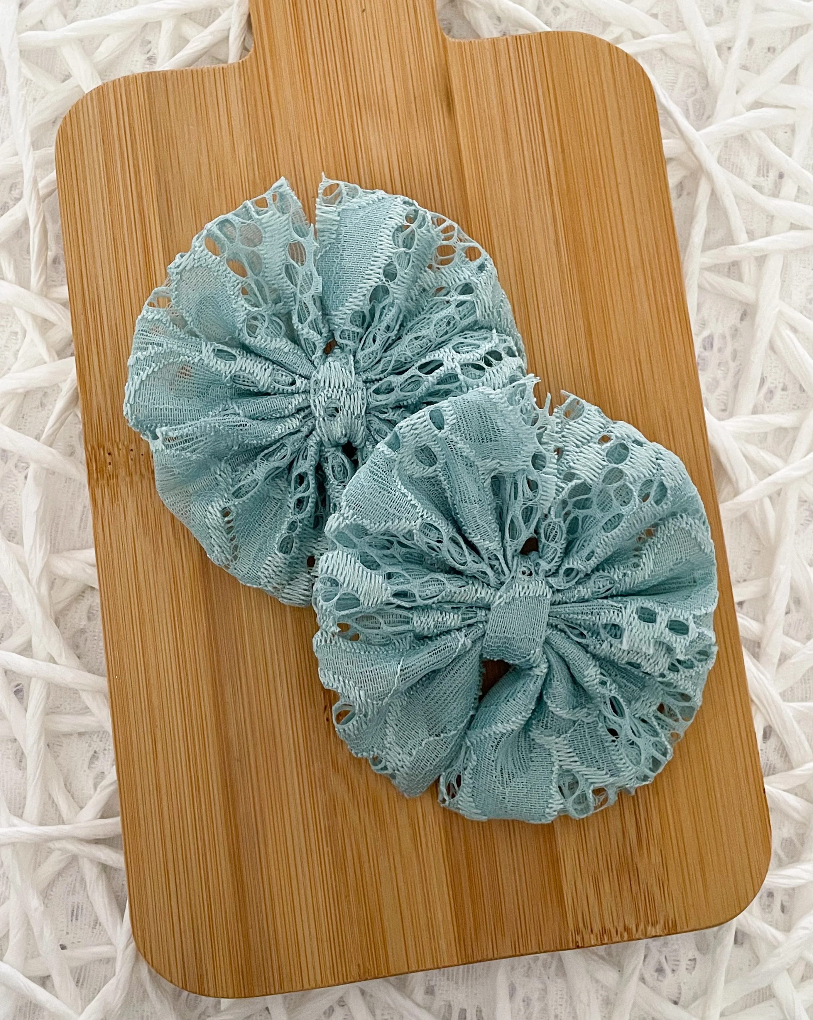 Aqua Lace Fabric Bow