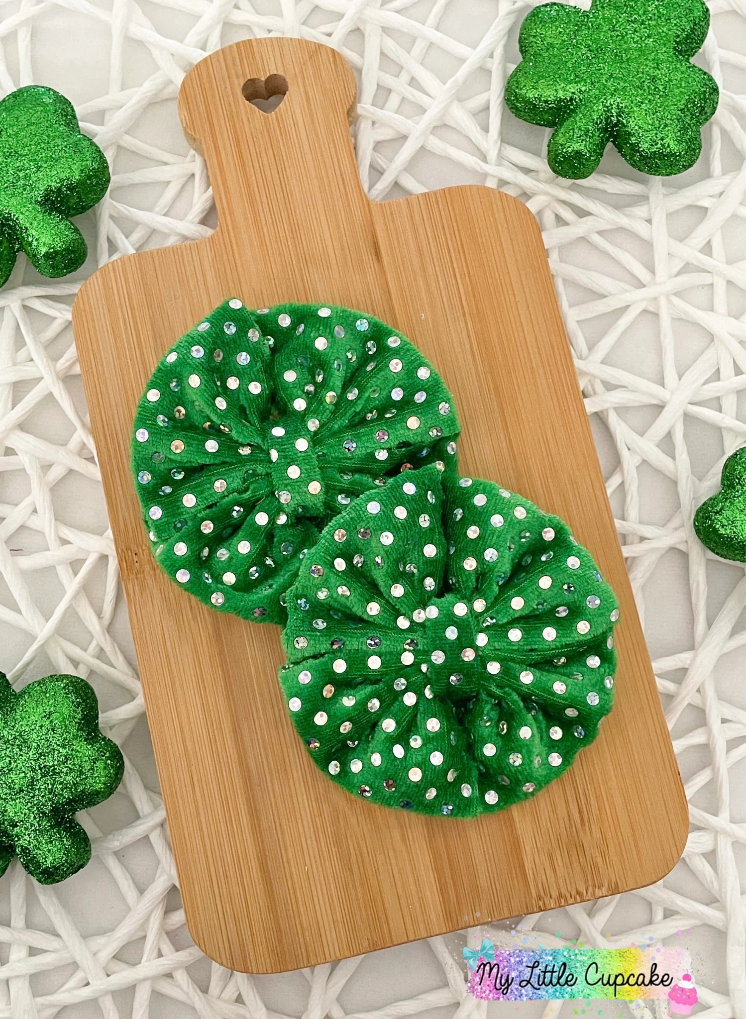 Green Holo Velvet Fabric Bows