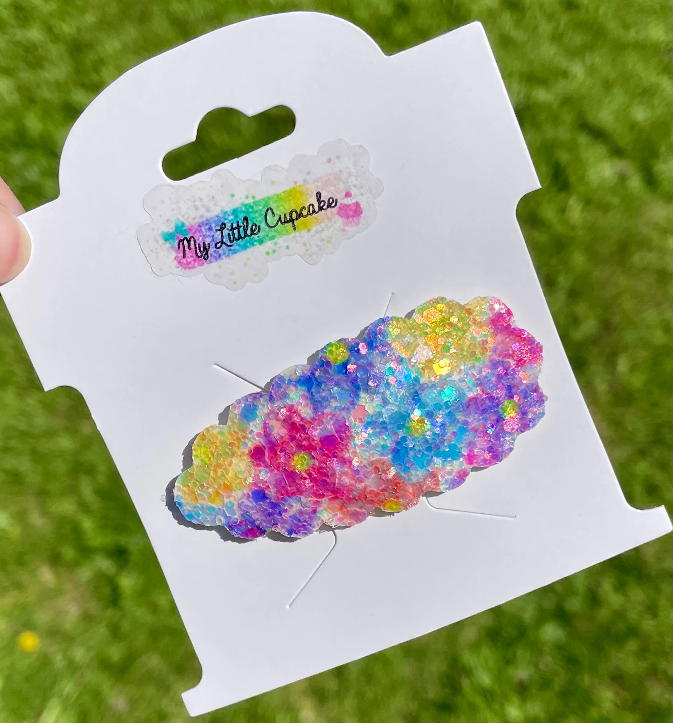Rainbow Floral Glitter Snap Clip