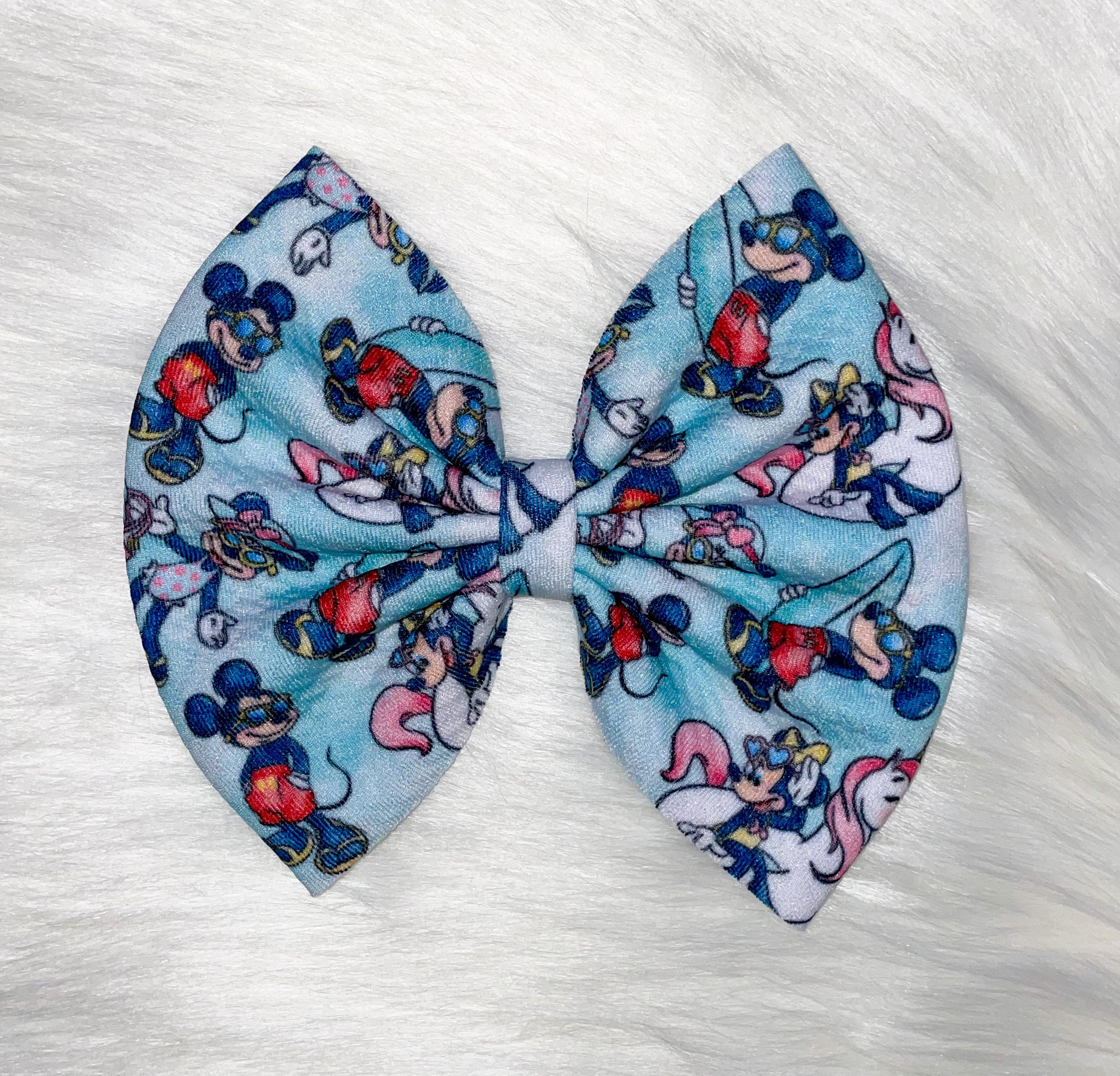 Mouse Couple Pool Party Fabric Bow