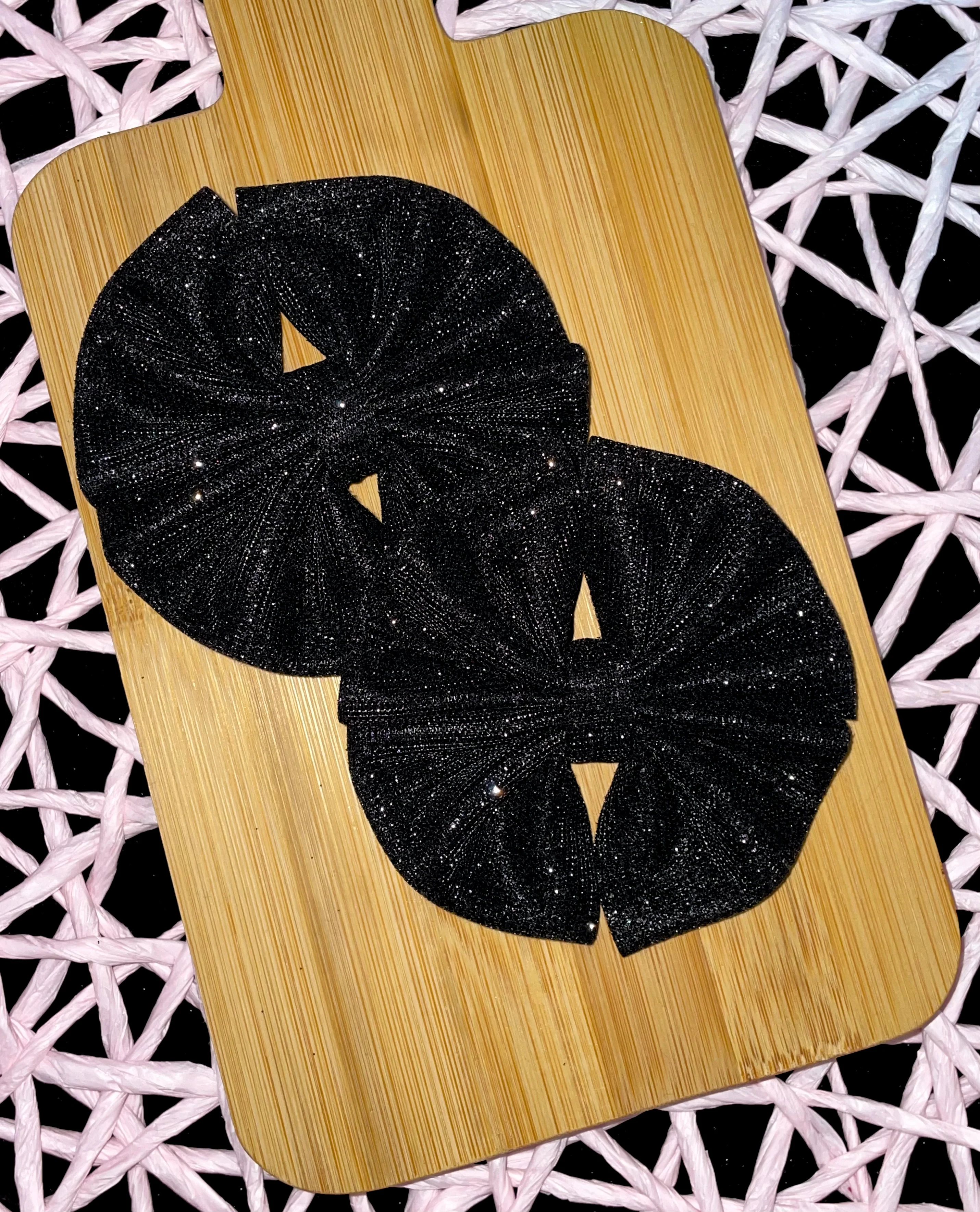 Black Glitter Ribbed Fabric