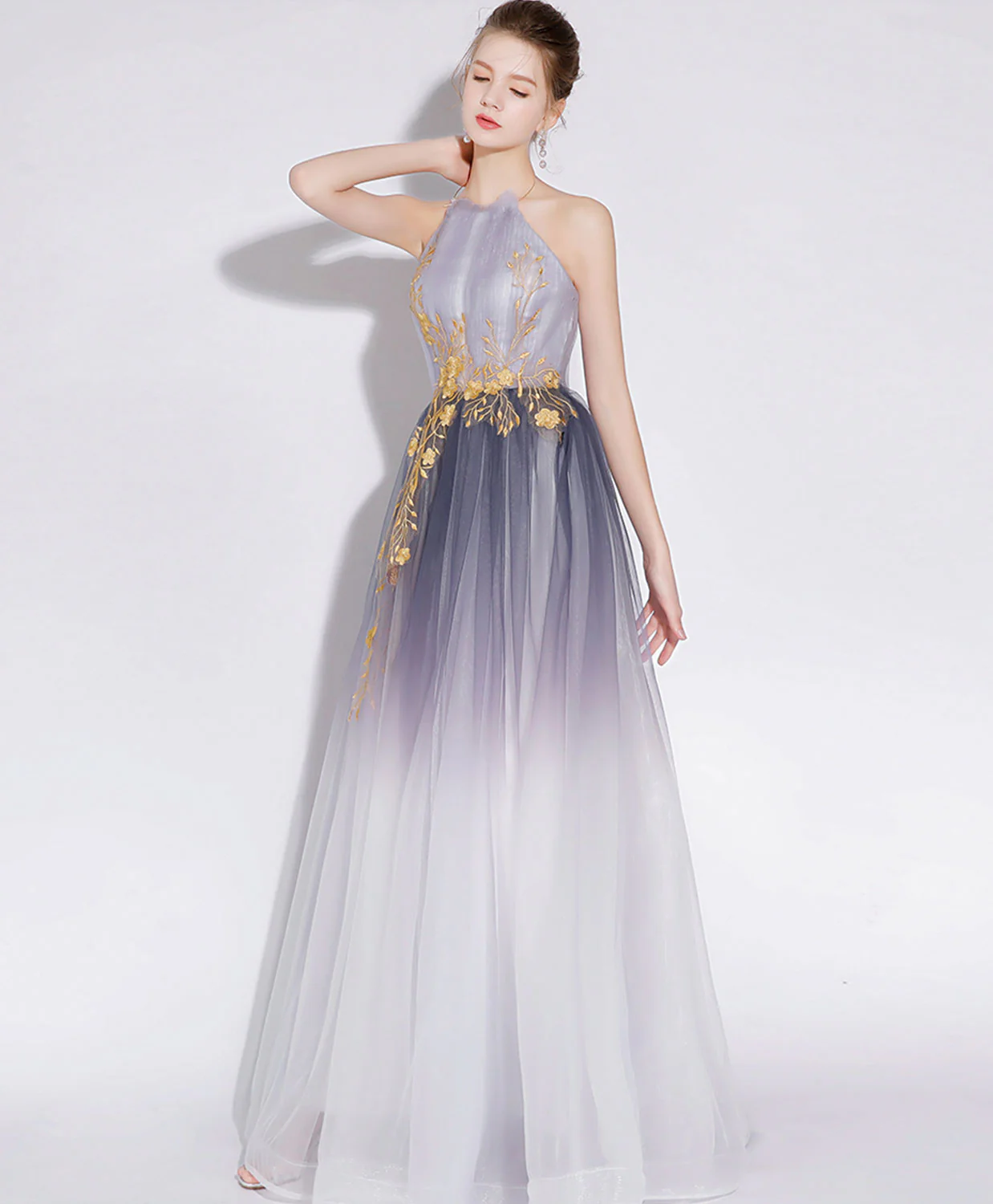 Simple Tulle Lace Long Prom Dress, Tulle Formal Long Evening Dresses