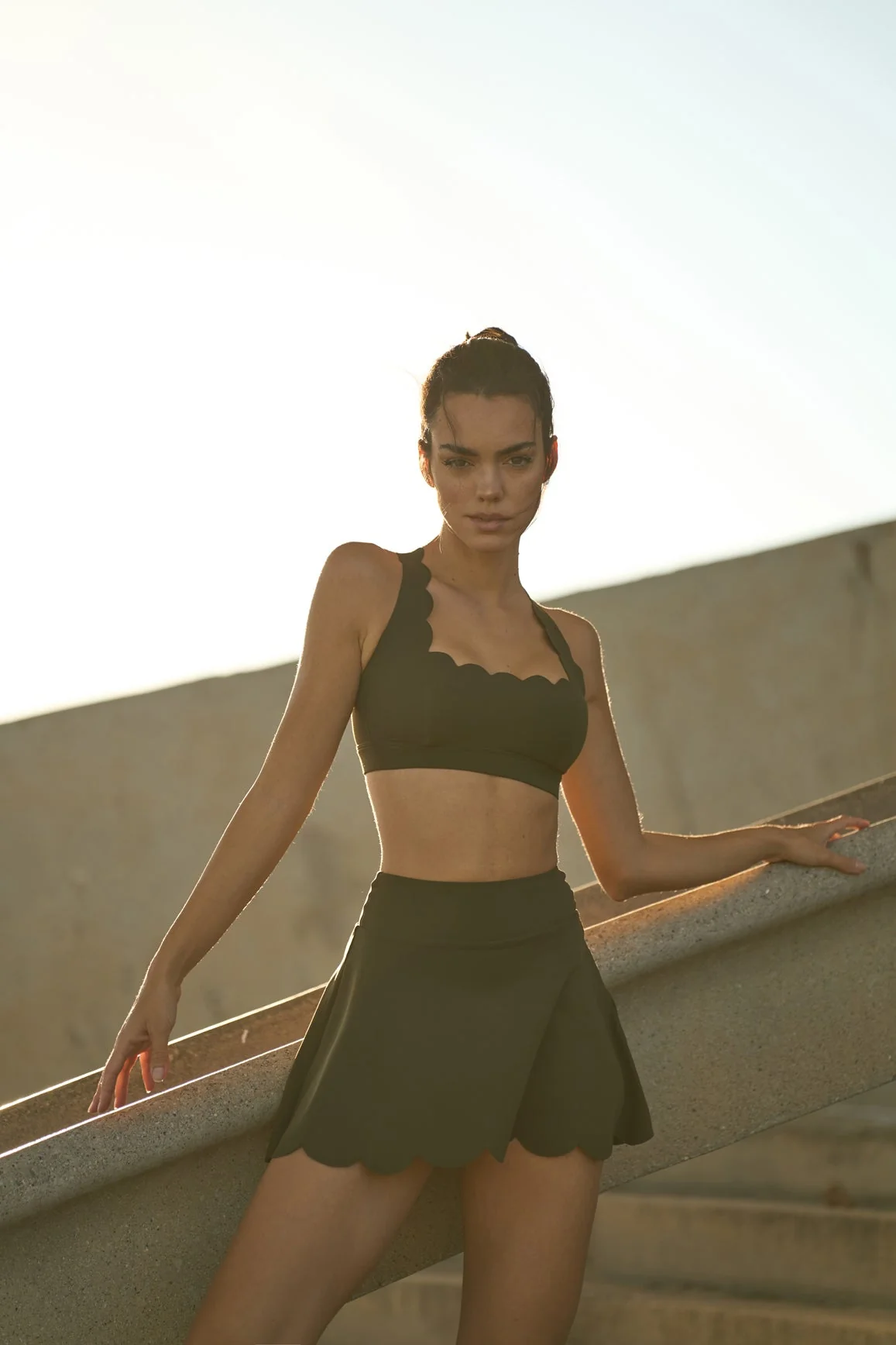 Cross Back Sports Bra + High-Waist A-line Tennis Skirt