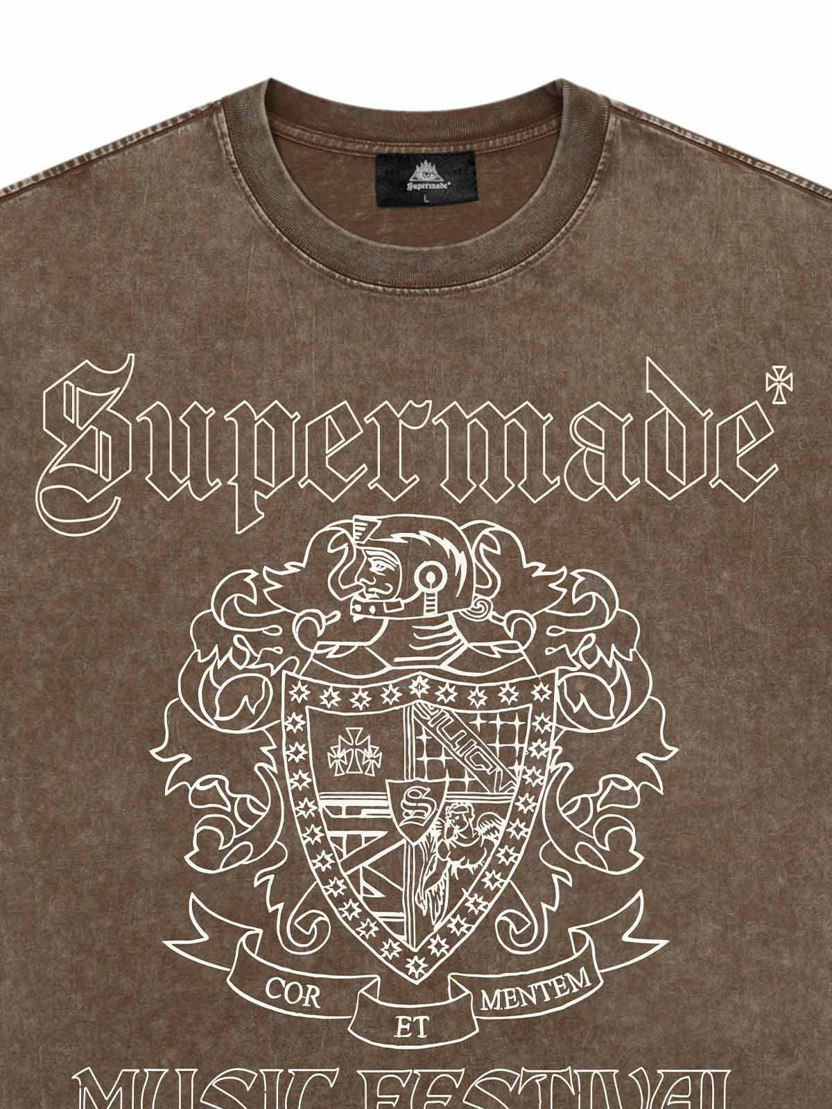 Original Gothic Letter Family Shield Badge Print T-Shirt