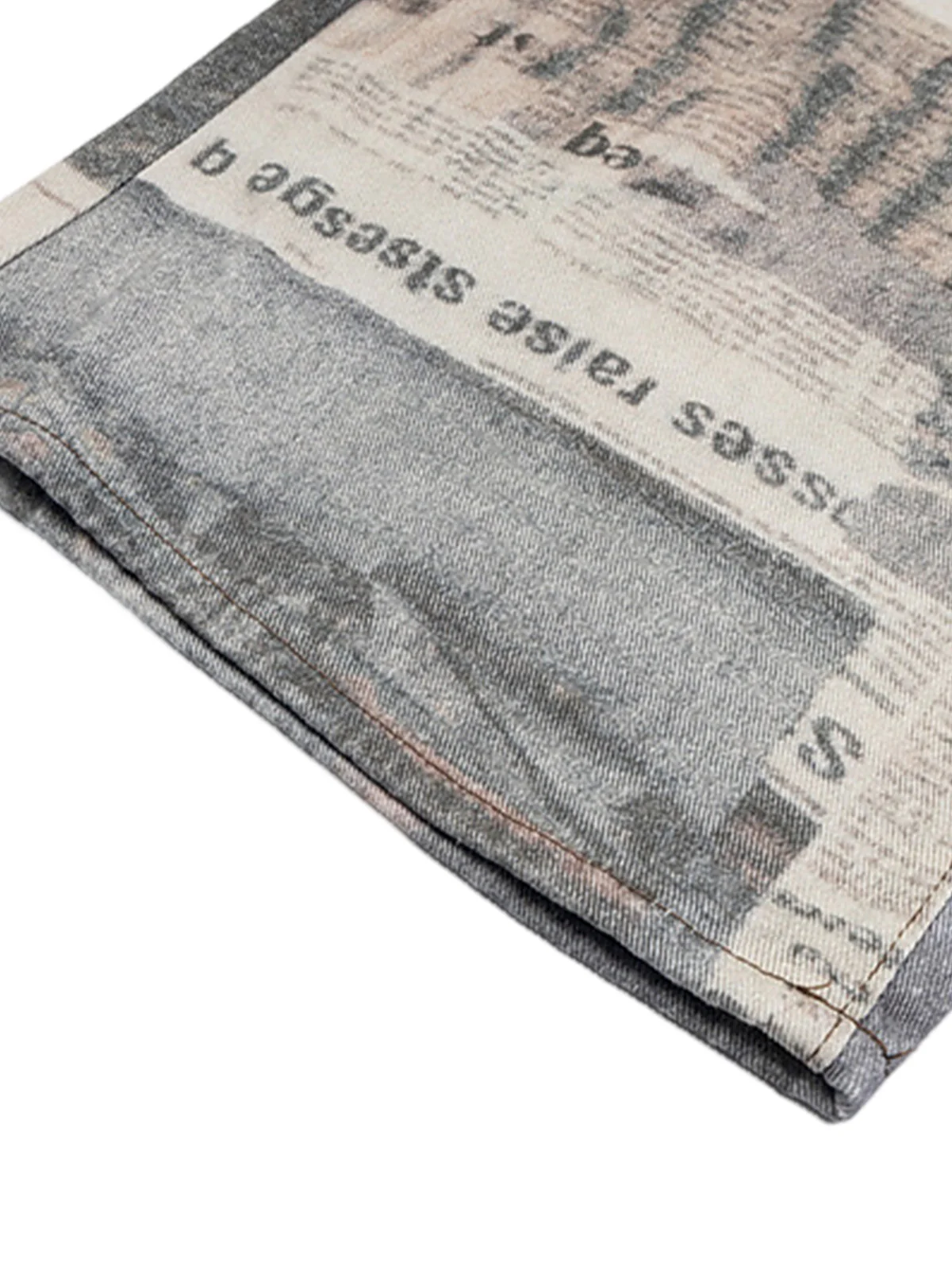 Graffiti Newspaper Baggy Jeans