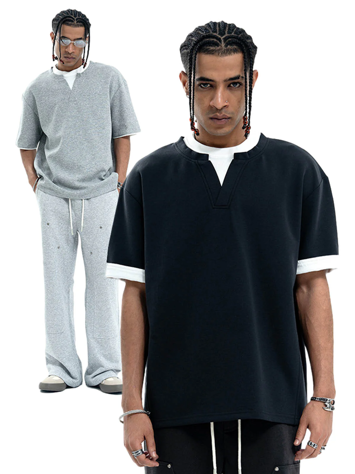 Cleanfit Faux Two-Piece Oversized T-Shirt