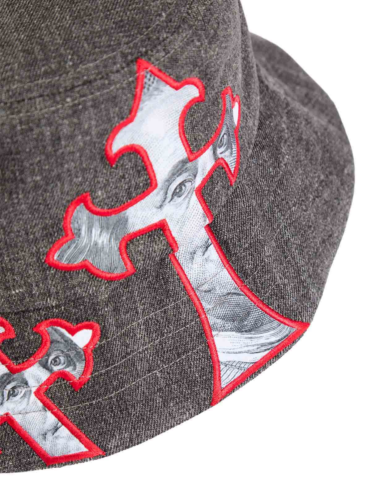 Cross And Portrait Denim Bucket Hat