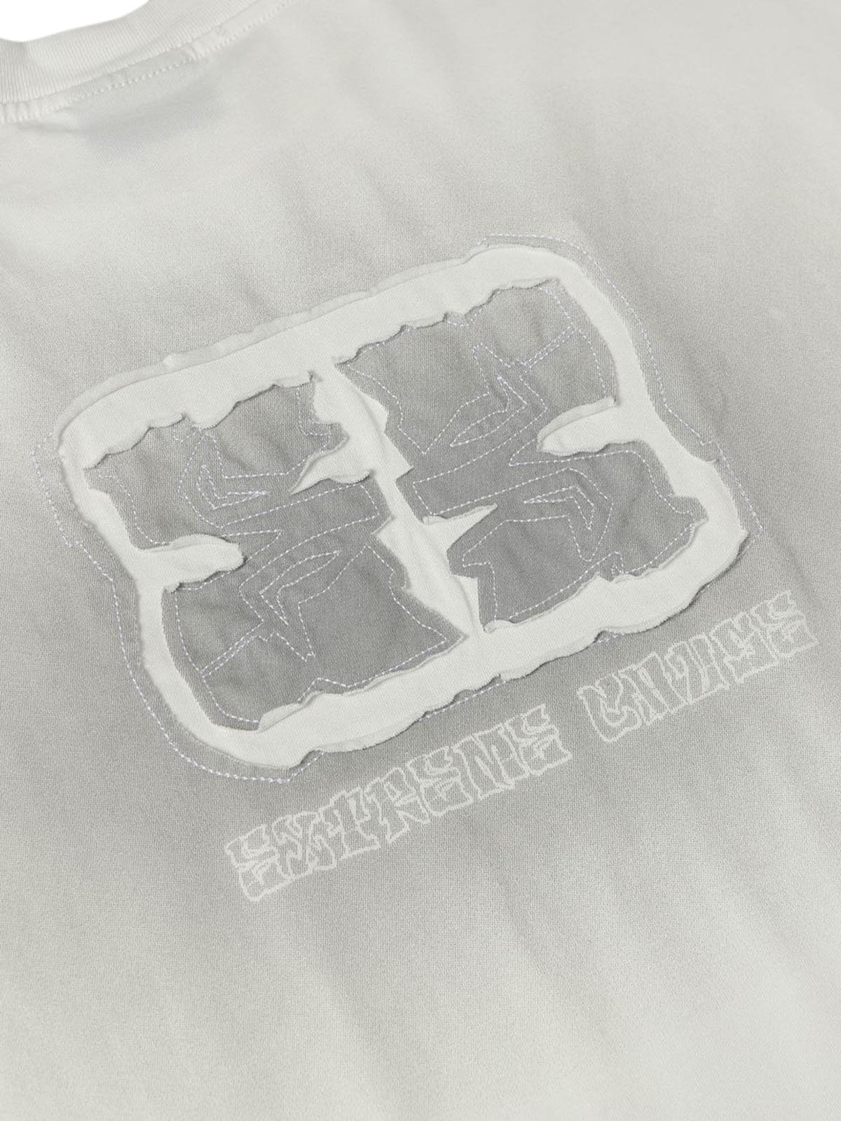 Washed  Patch Embroidery T-shirt