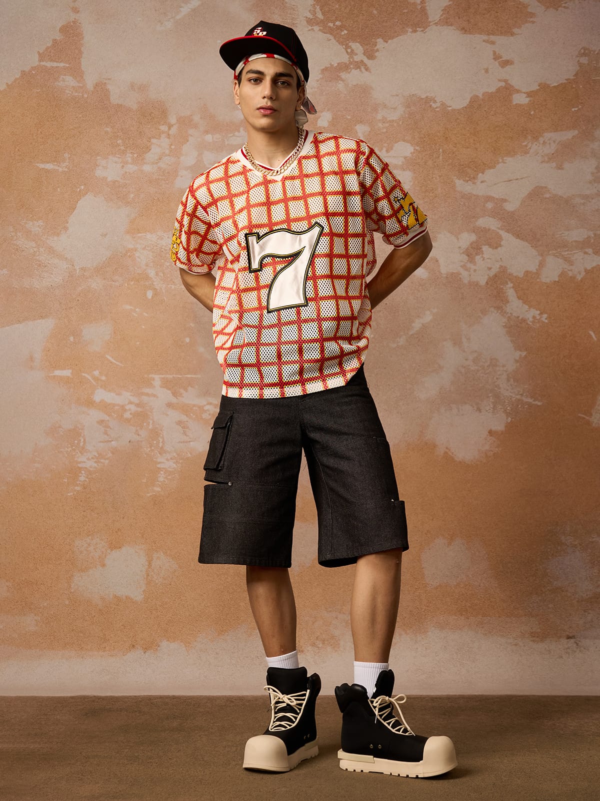 Original Jersey Plaid V-Neck T-shirt