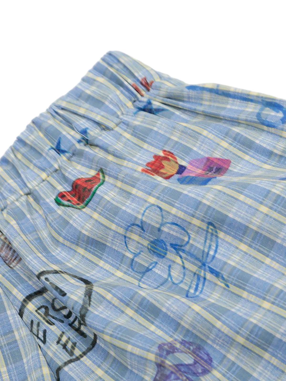 Fun Floral and Fruit Prints Plaid Pants