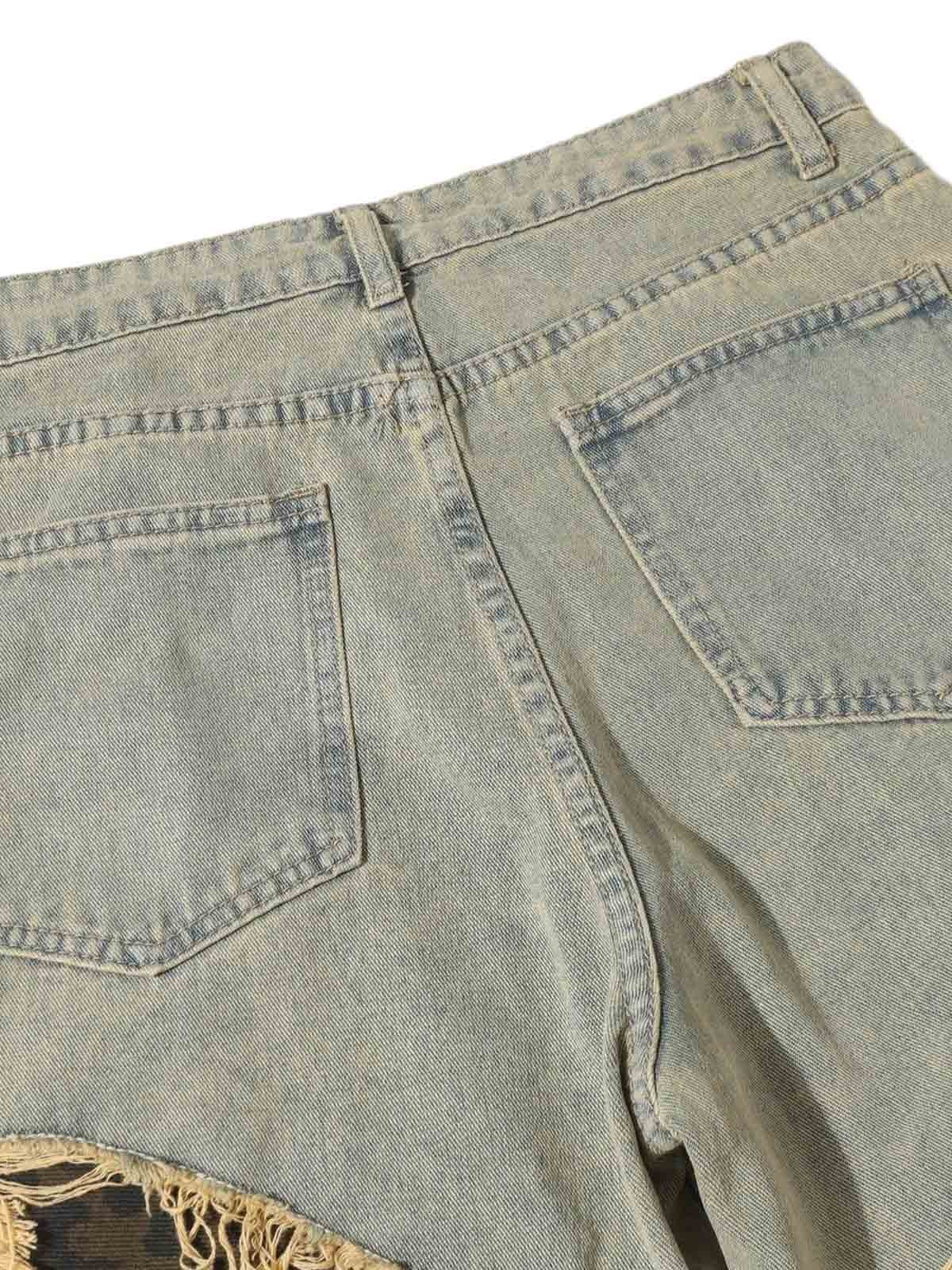 Distressed Raw Edge Patch Jeans