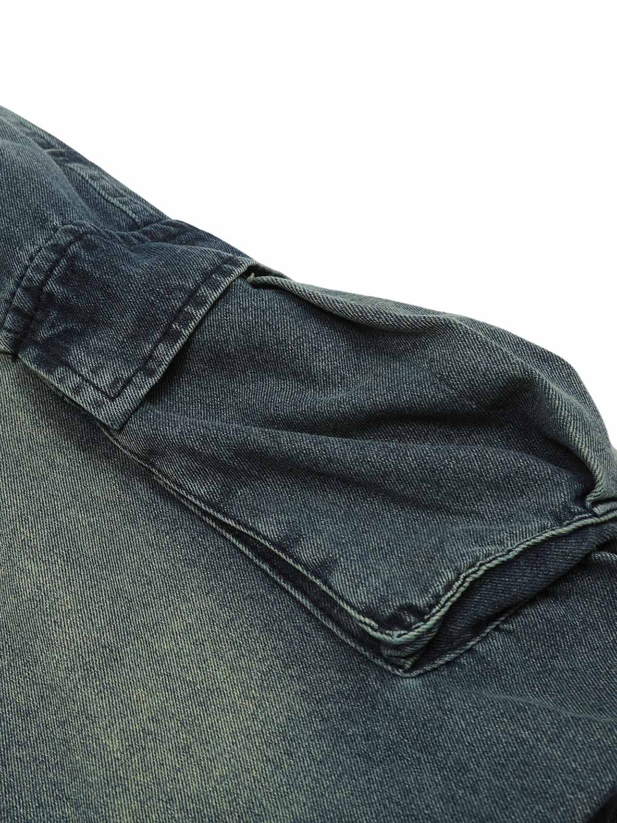 Spray-painted Reverse Pleated Cargo Jeans - 2293