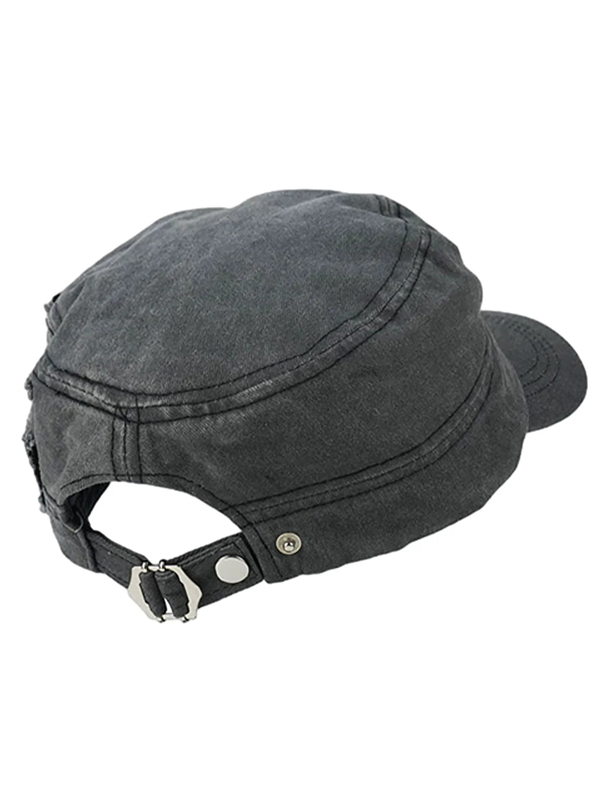Washed Rivet Zipper Flat Top Cap