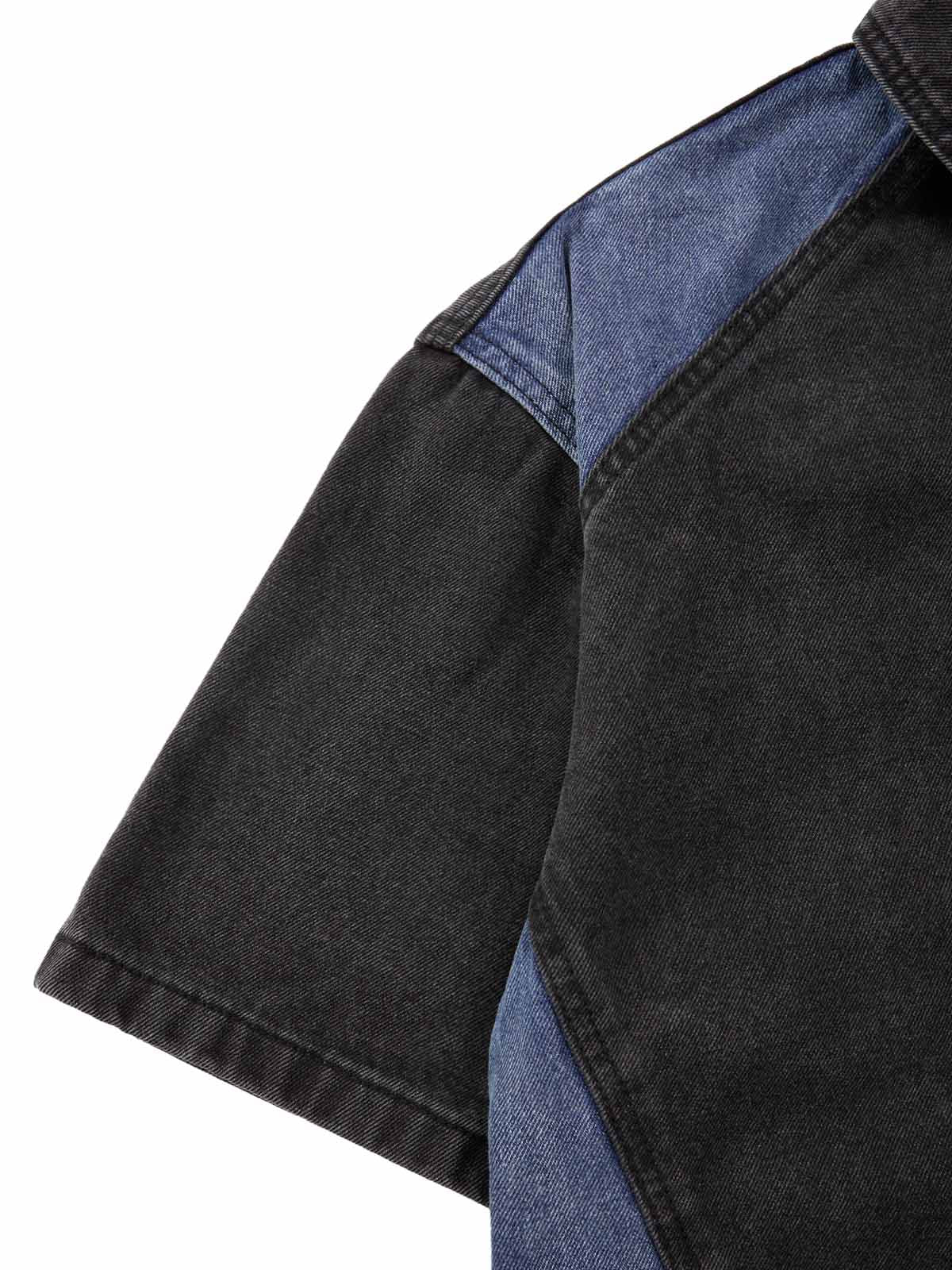 Deconstructed Patchwork Short-Sleeve Cropped Denim Set