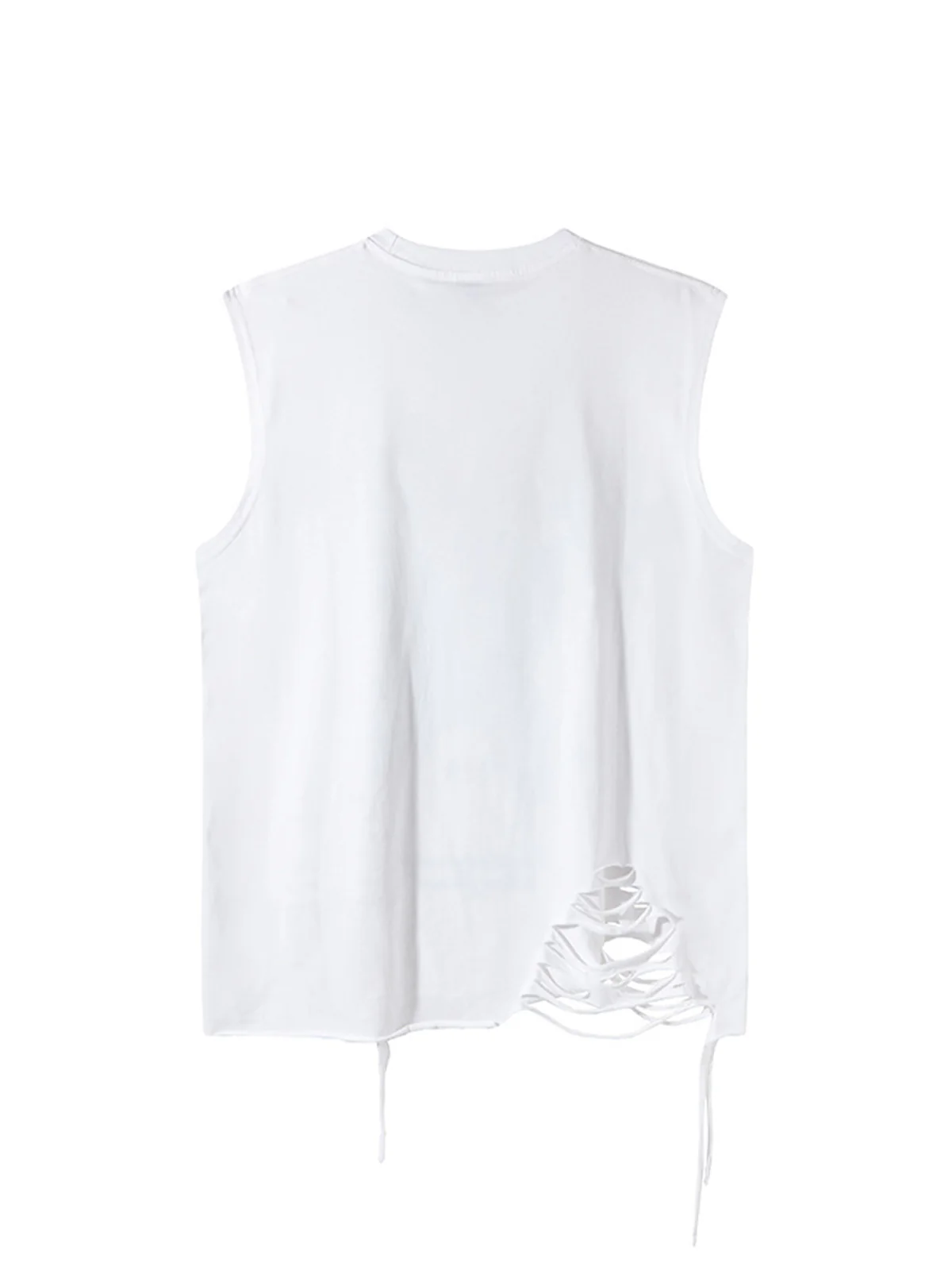 Asymmetric Distressed Graffiti Chain Vest