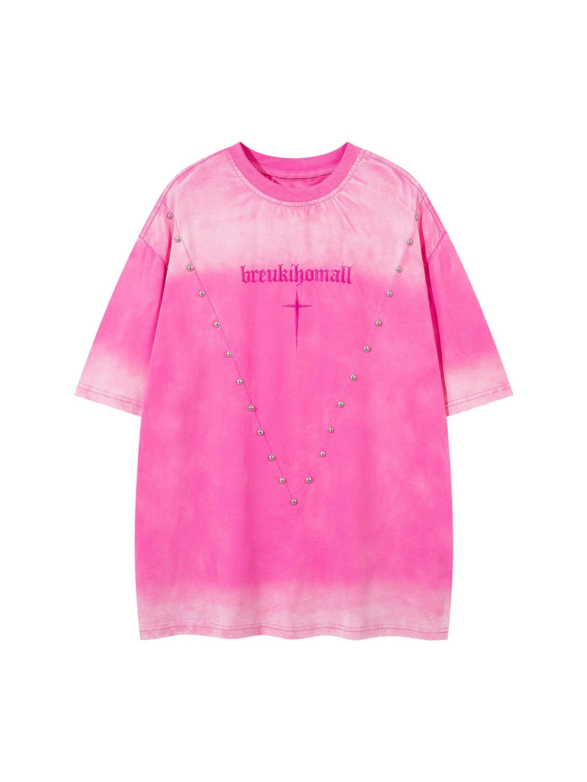 Oversized Cross and Studed T-Shirt