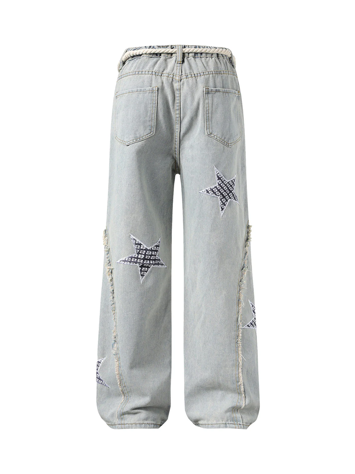 Street Drawstring Star Applique Jeans