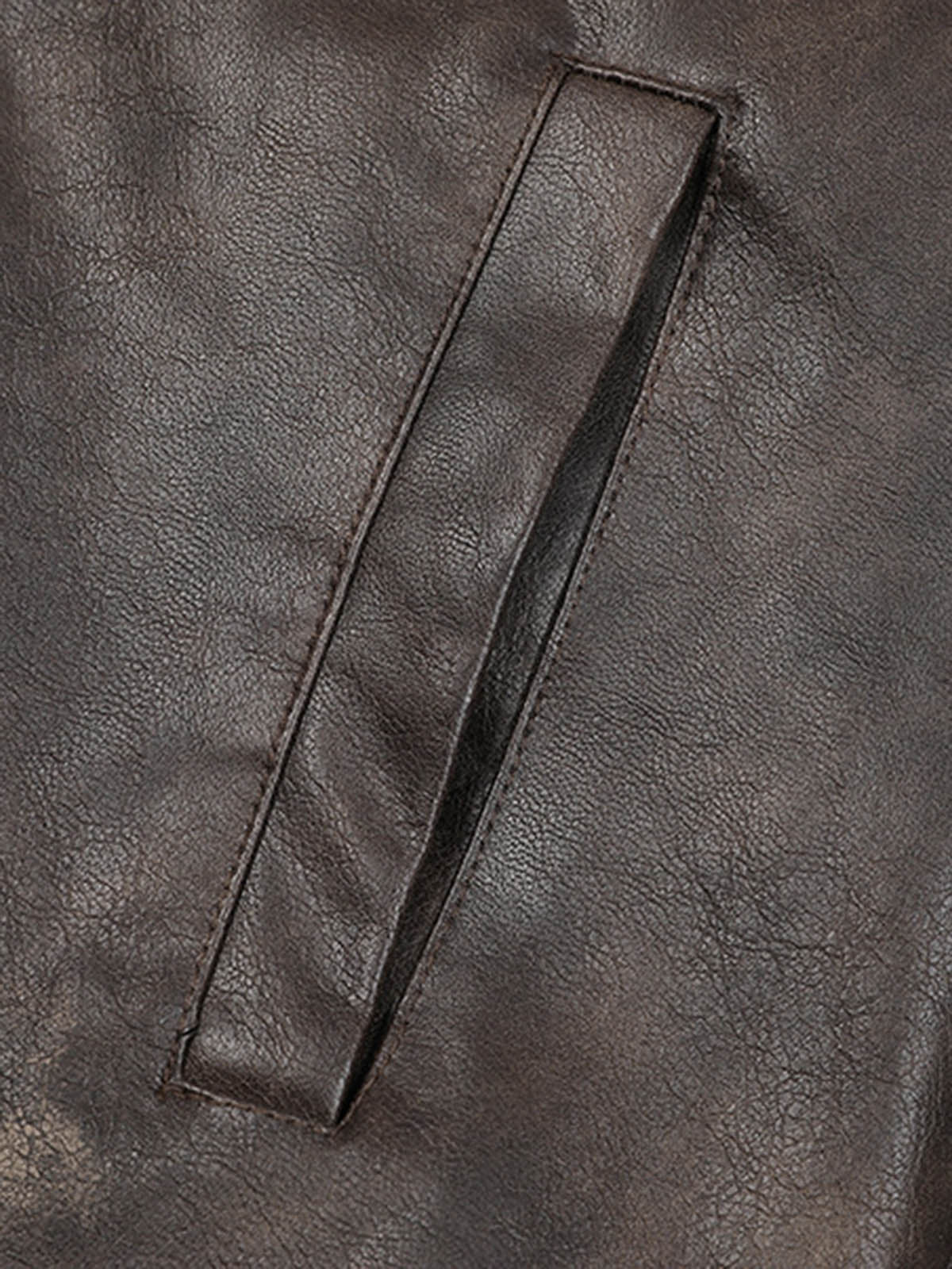 Thesupermade Distressed Letter Embroidery Motorcycle PU Leather Jacket