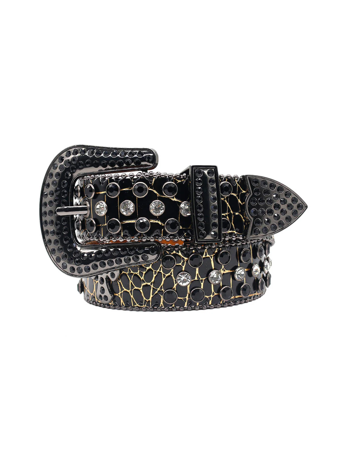 Punk Style Leather Hotflix Rhinestone Belt
