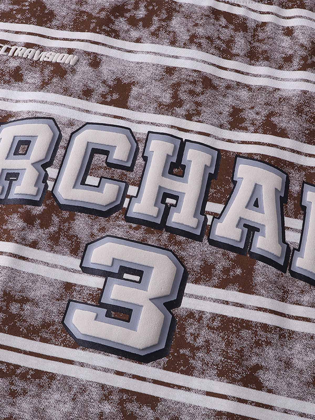 Graphic Lettering Striped Oversized T-Shirt