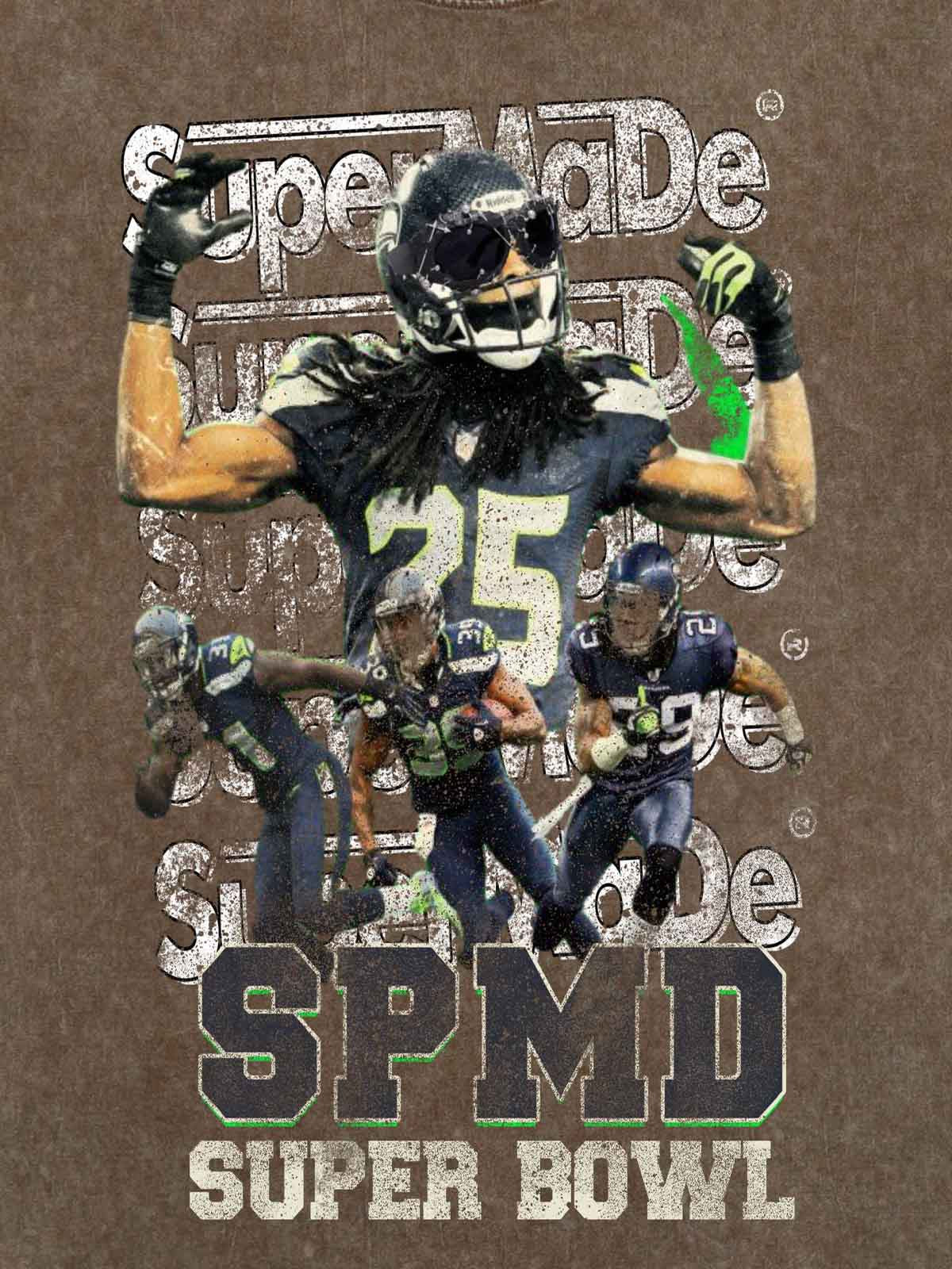 Super Bowl Football Print T-shirt - 2309